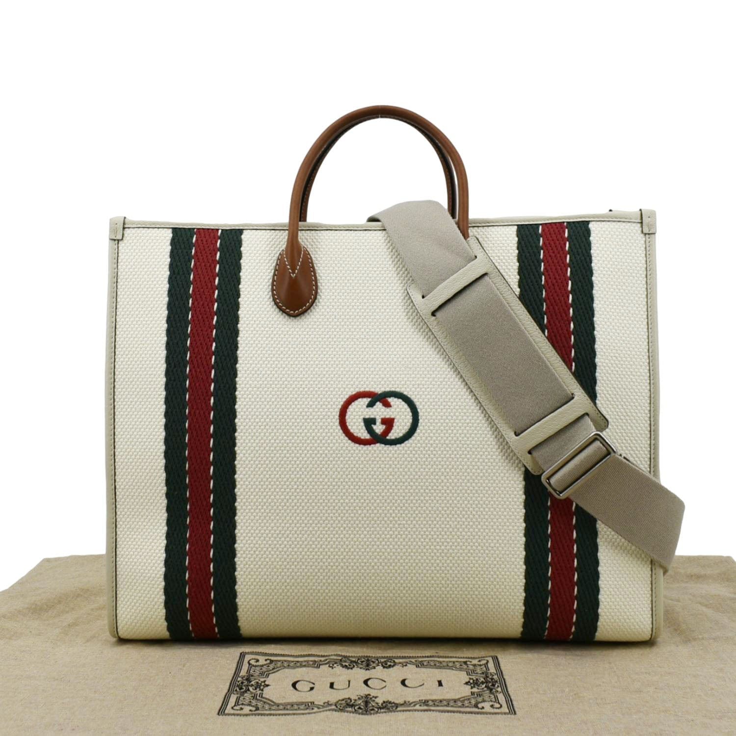 Gucci Interlocking Web Shoulder Bag Canvas White
