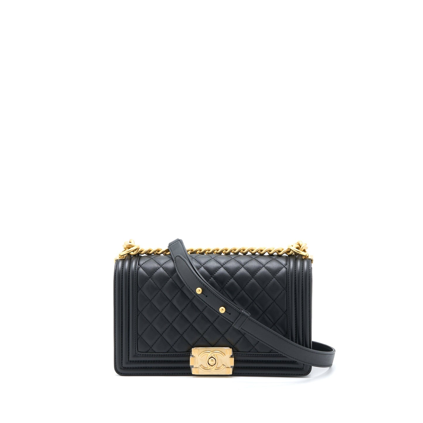 Chanel Boy Calfskin GHW Microchip Black Handbag Ghw 1