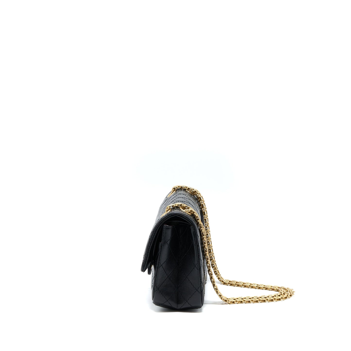 Chanel 2.55 Reissue Flap Aged Calfskin Brushed Black Small Shoulder Bag