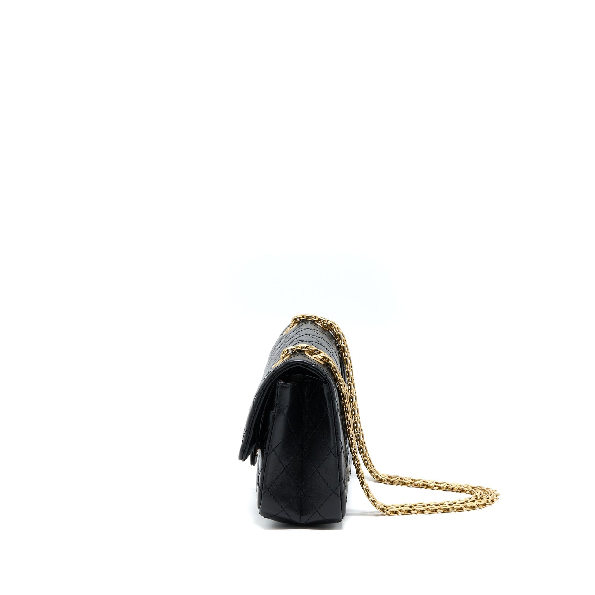 Chanel 2.55 Reissue Flap Aged Calfskin Brushed Black Small Shoulder Bag