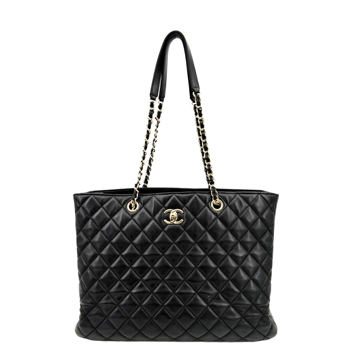 Chanel Classic Shopping Quilted Leather Black Travel Bag