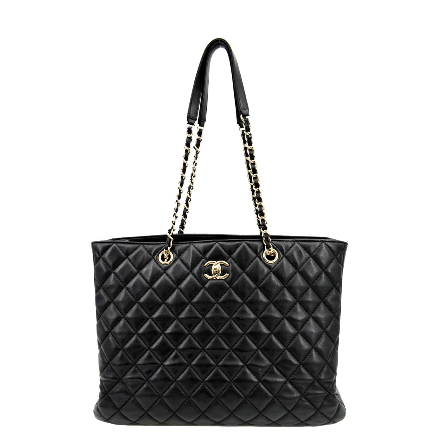 Chanel Classic Shopping Quilted Leather Black Travel Bag