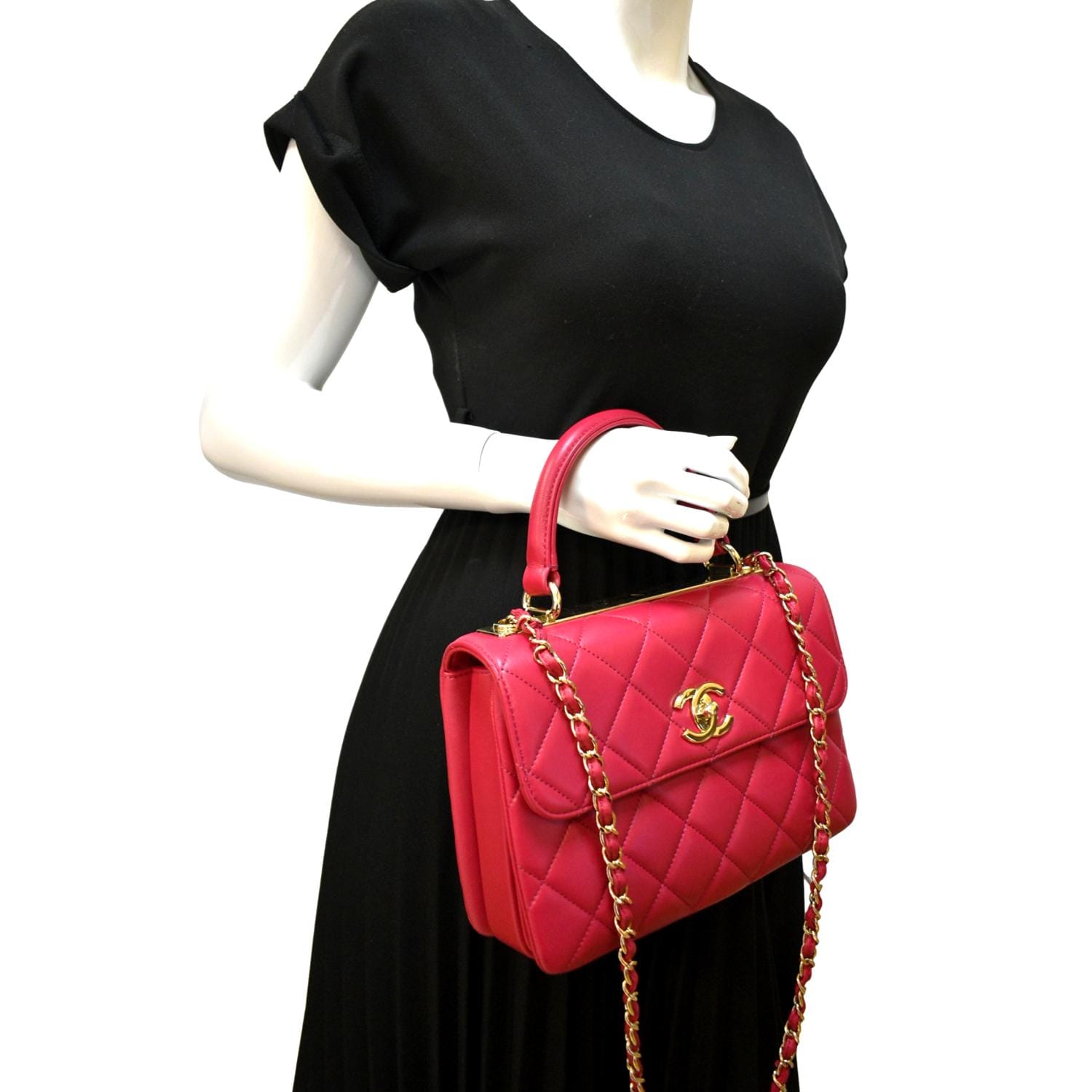 Chanel Trendy CC Top Handle Flap Leather Pink Travel Bag