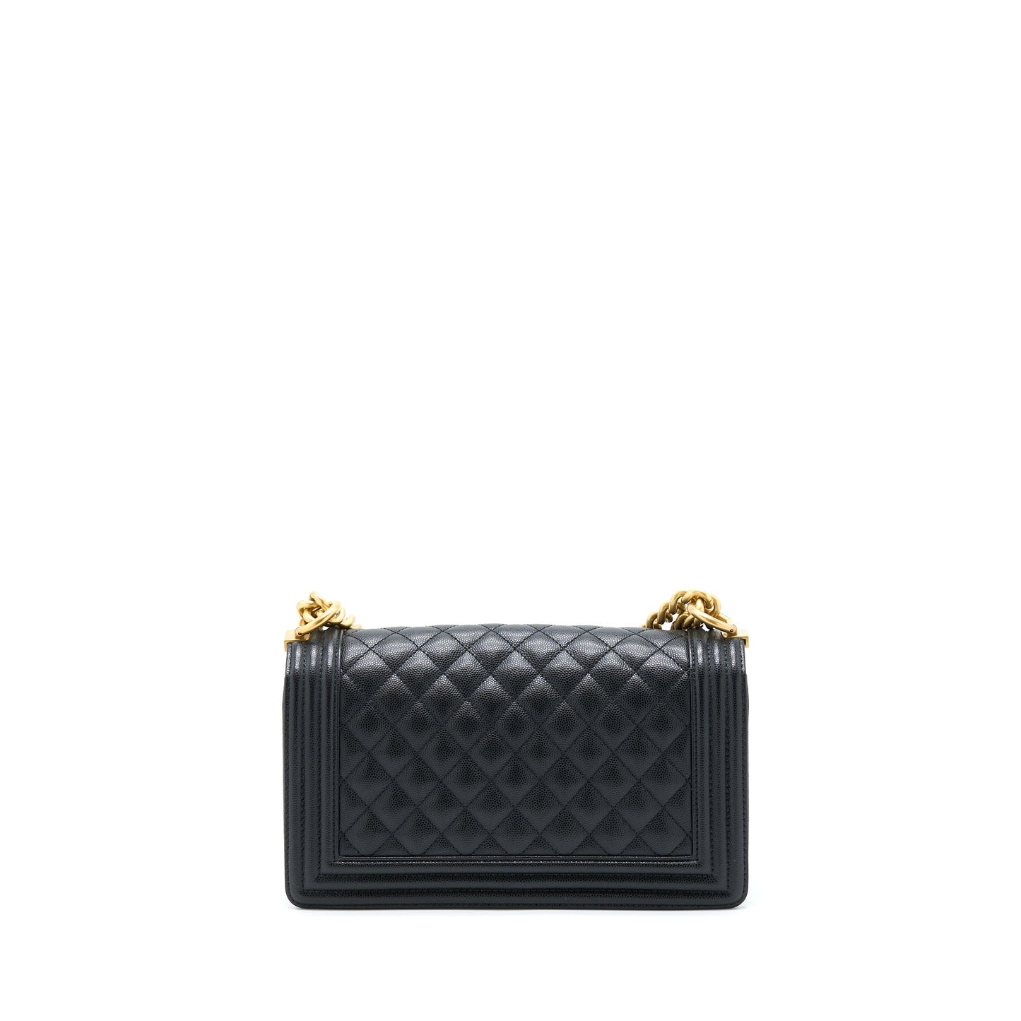 Chanel Boy Caviar Brushed GHW Black Handbag
