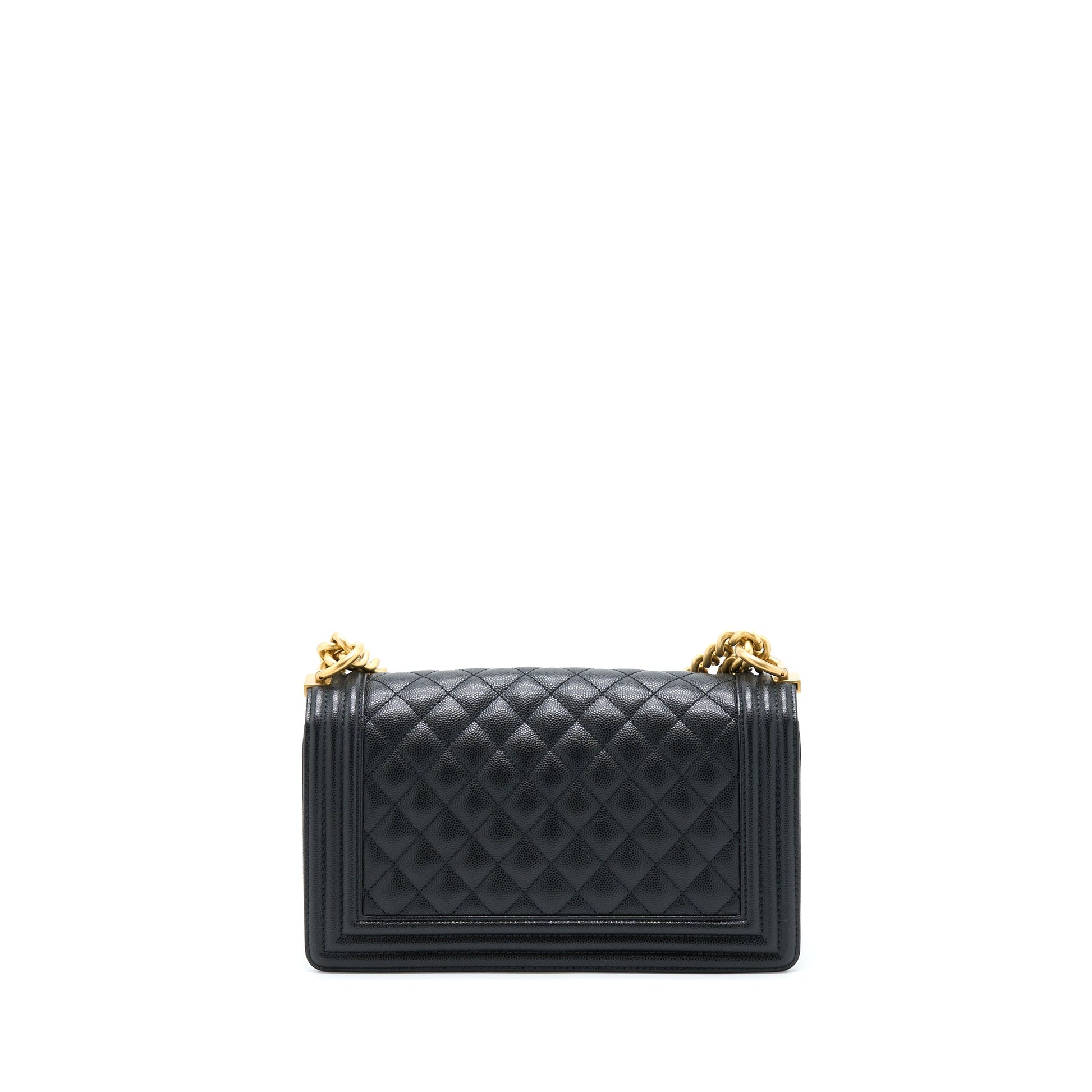 Chanel Boy Caviar Brushed GHW Black Handbag