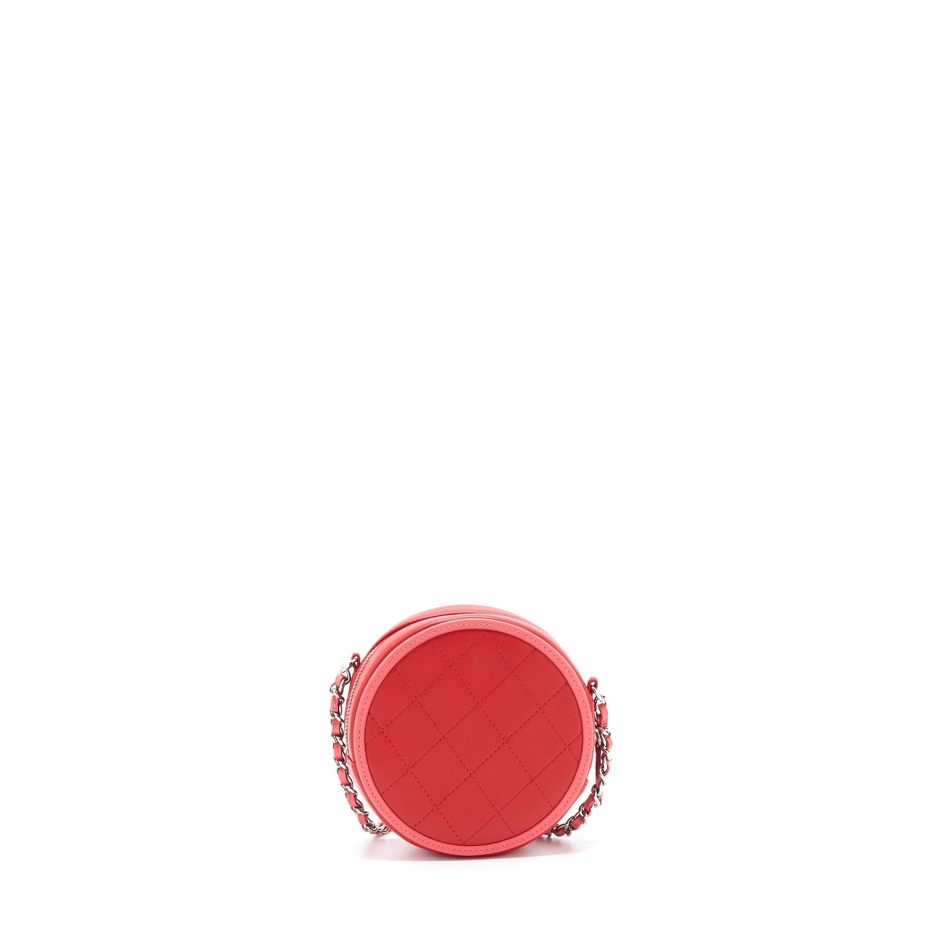 Chanel Round Lambskin SHW Red Pink Crossbody Bag