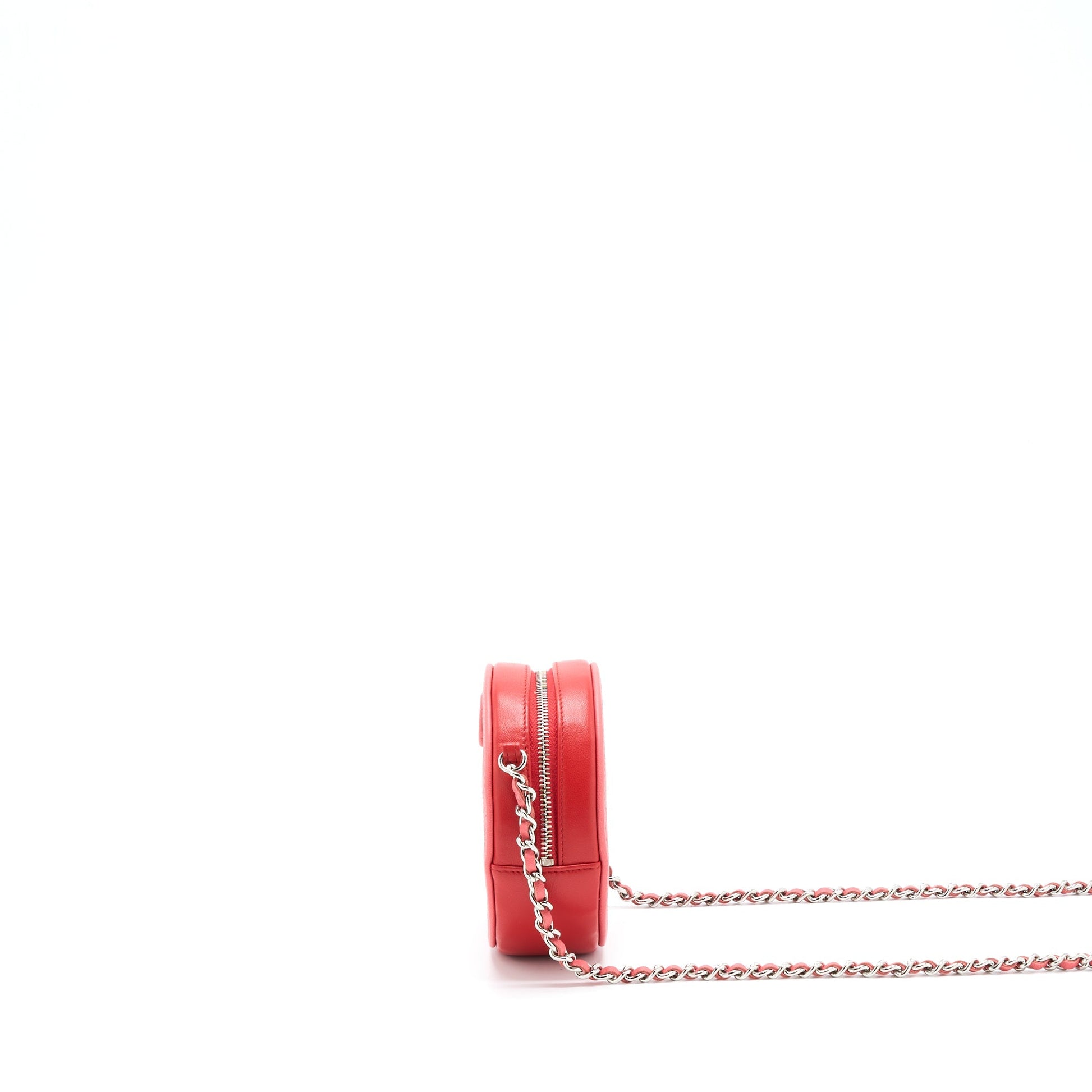 Chanel Round Lambskin SHW Red Pink Crossbody Bag