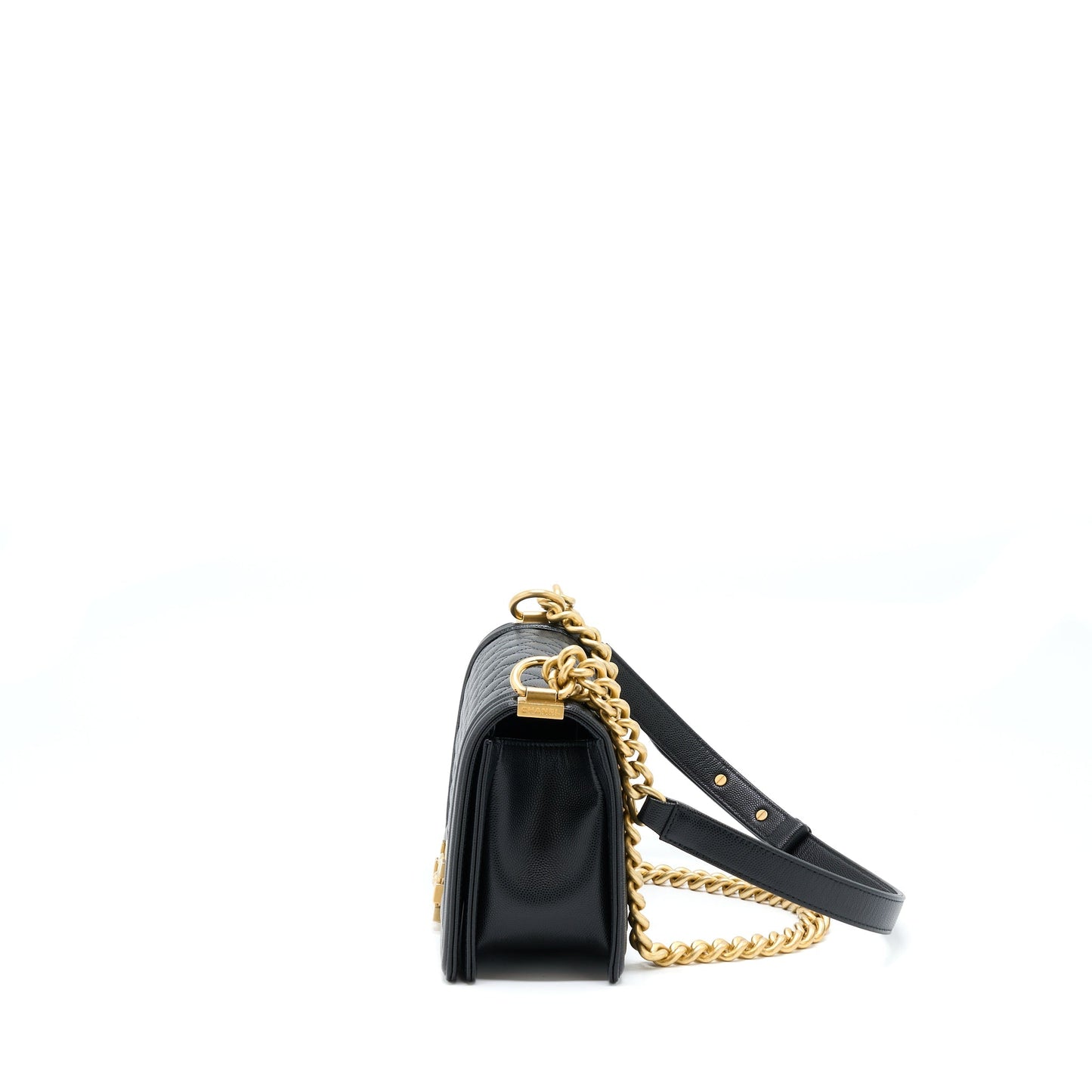 Chanel Boy Caviar Brushed GHW Black Handbag