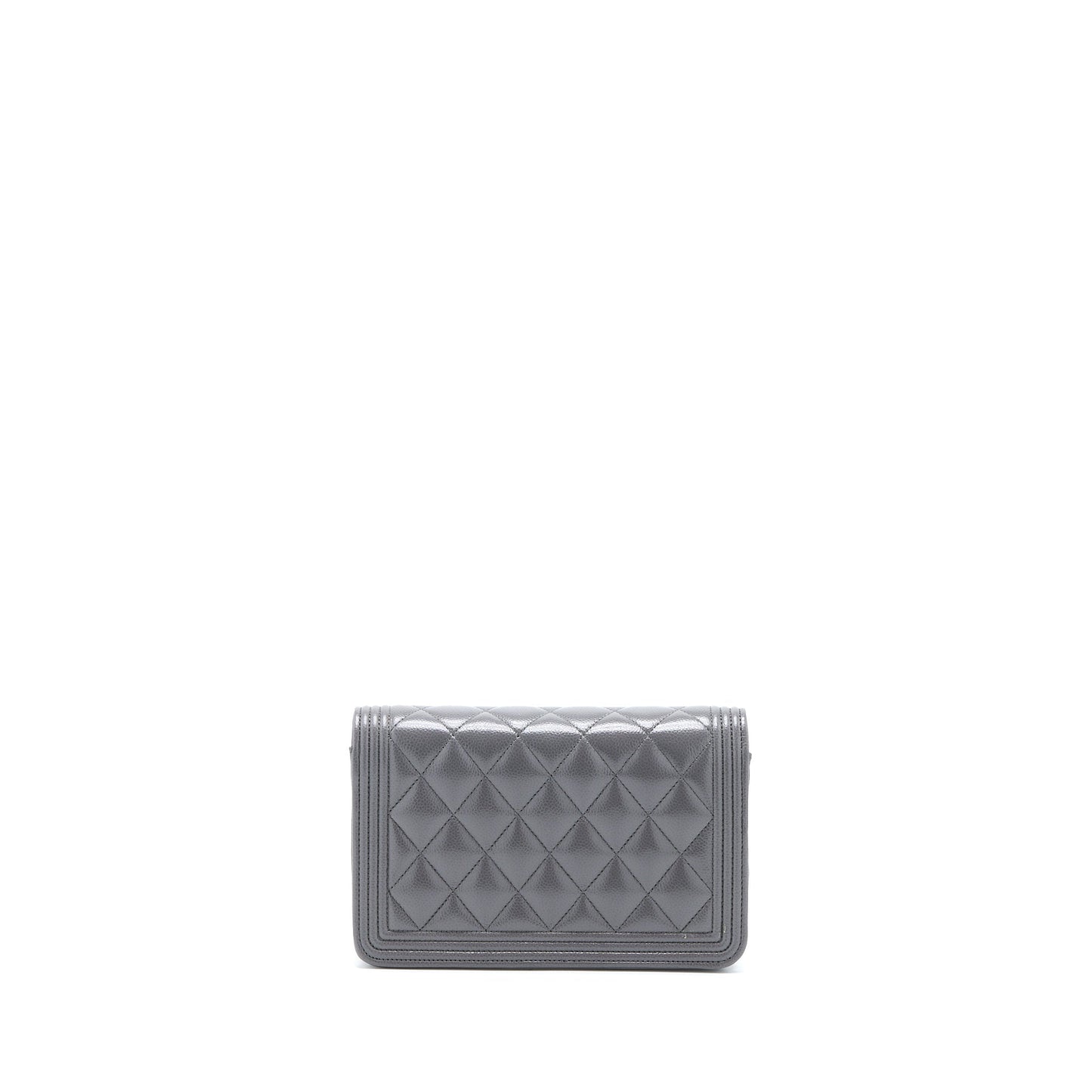 Chanel 22A Boy On Grained Calfskin Dark Grey Wallet Case