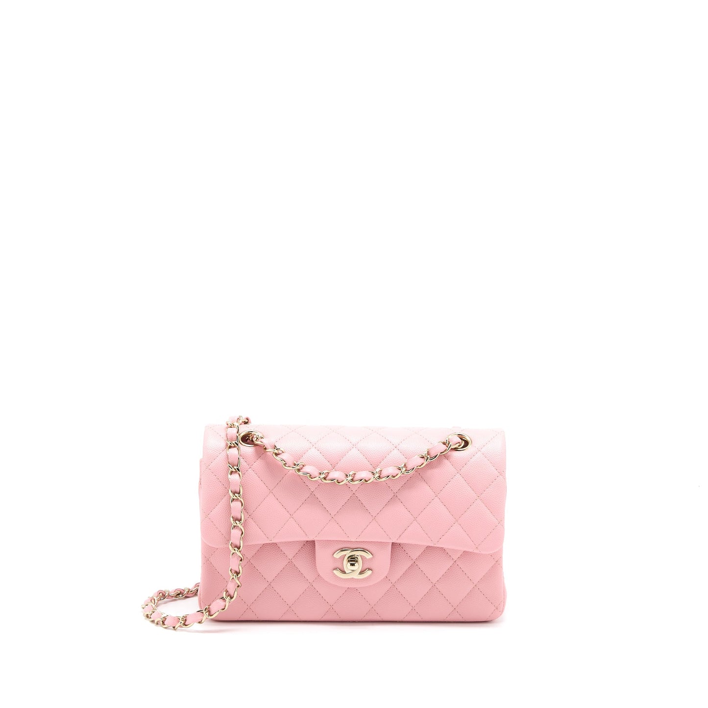 Chanel 22C Classic Double Flap Caviar LGHW Pink Small Shoulder Bag