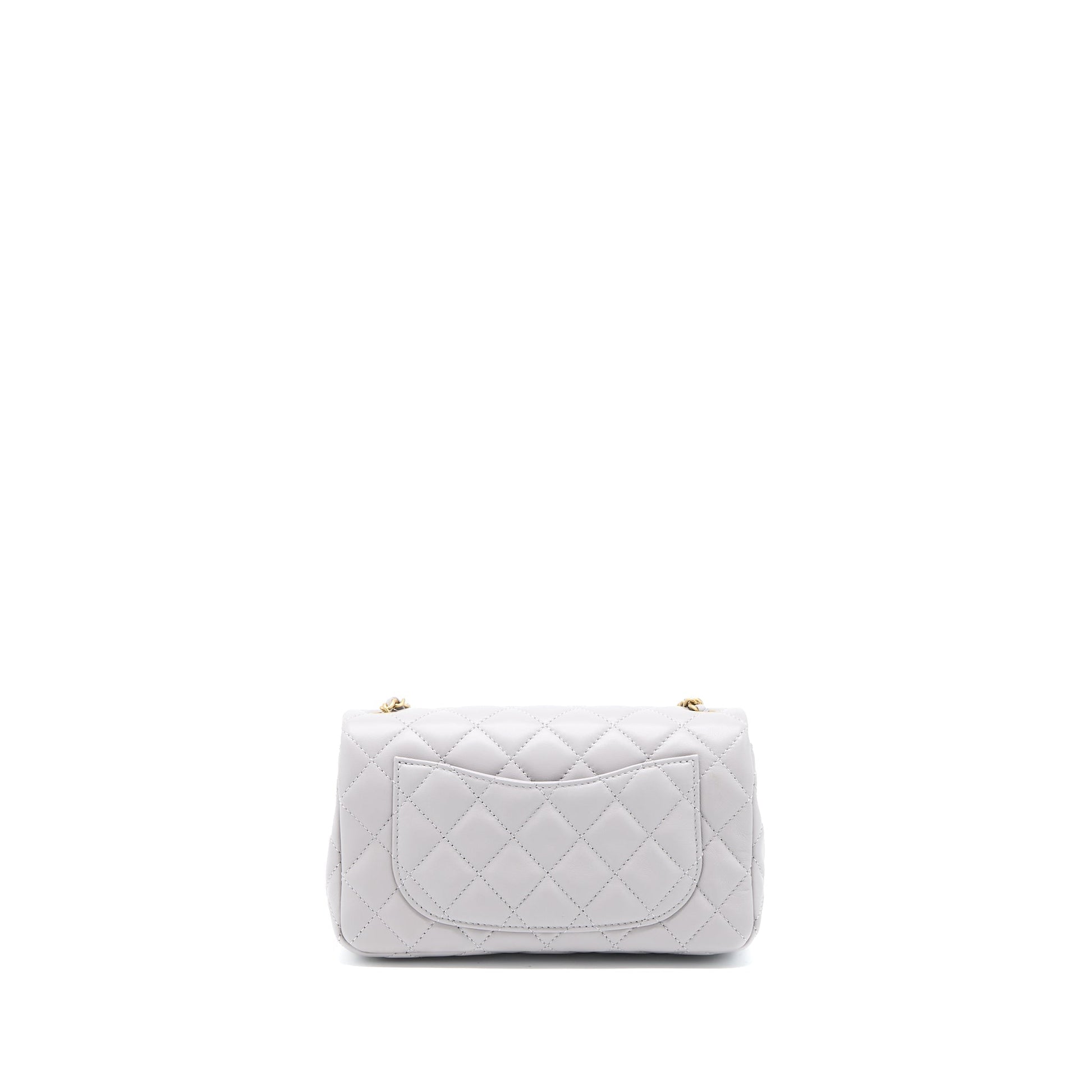 Chanel 22B Pearl Crush Rectangular Flap Lambskin Grey Shoulder Bag