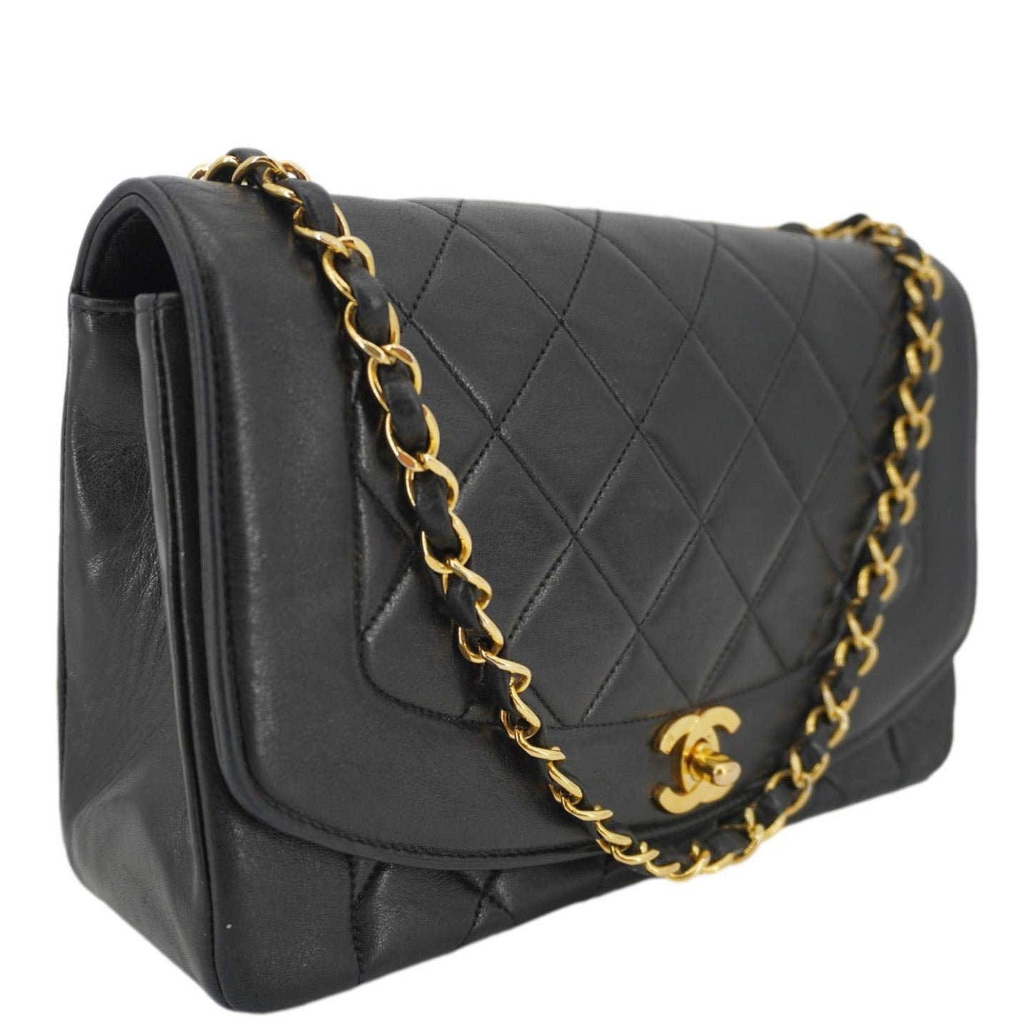 Chanel Diana Flap Quilted Leather Black Travel Bag Bag 1