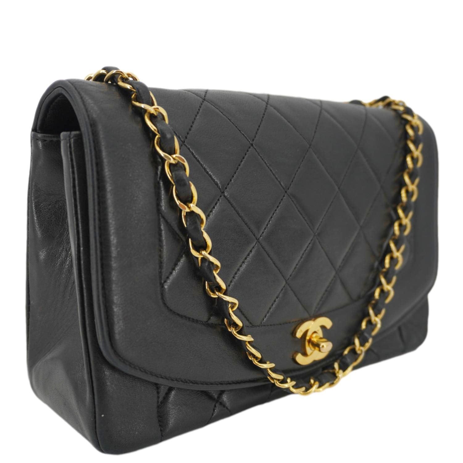 Chanel Diana Flap Quilted Leather Black Travel Bag Bag 1