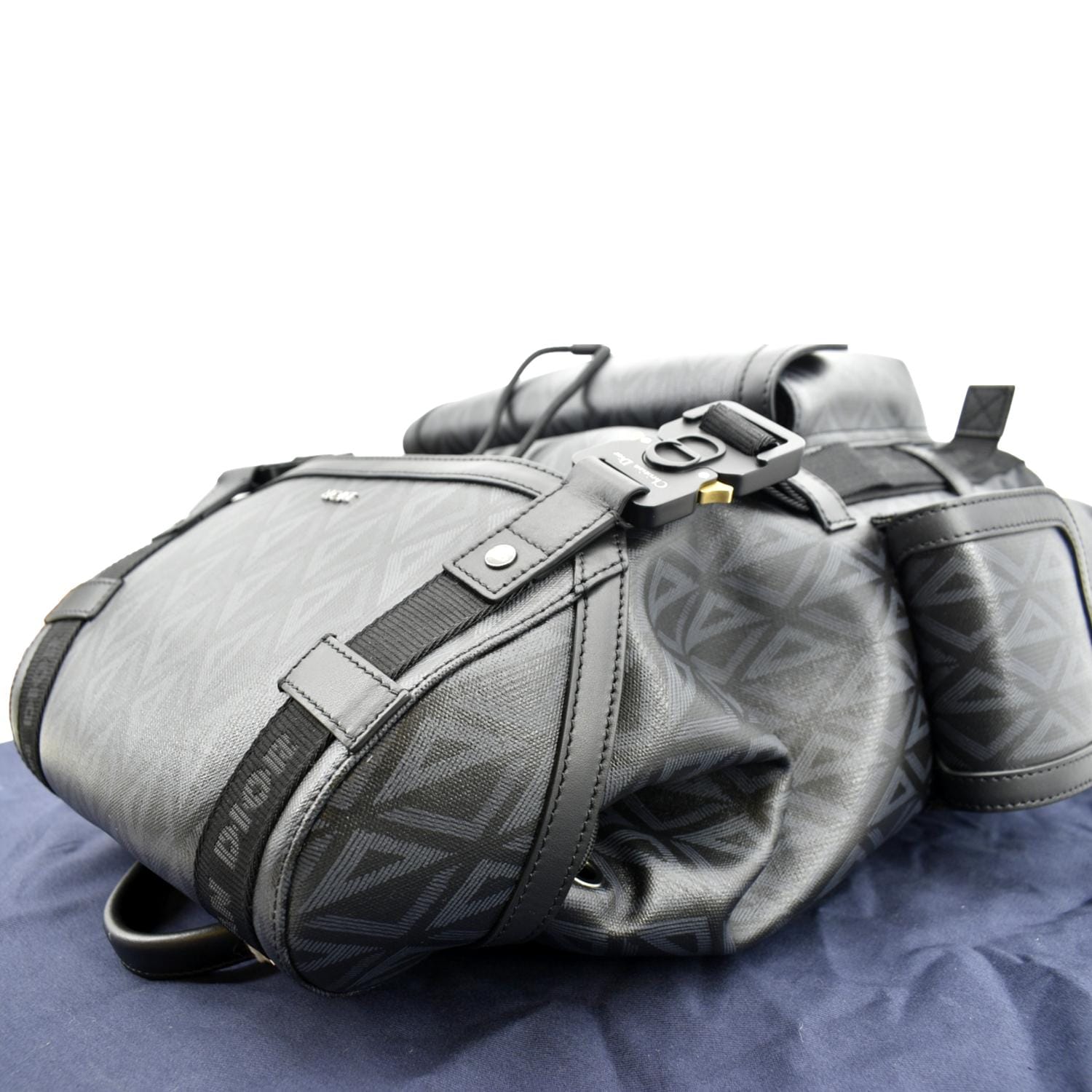 Dior Hit The Road Diamond Backpack Handbag Canvas Black