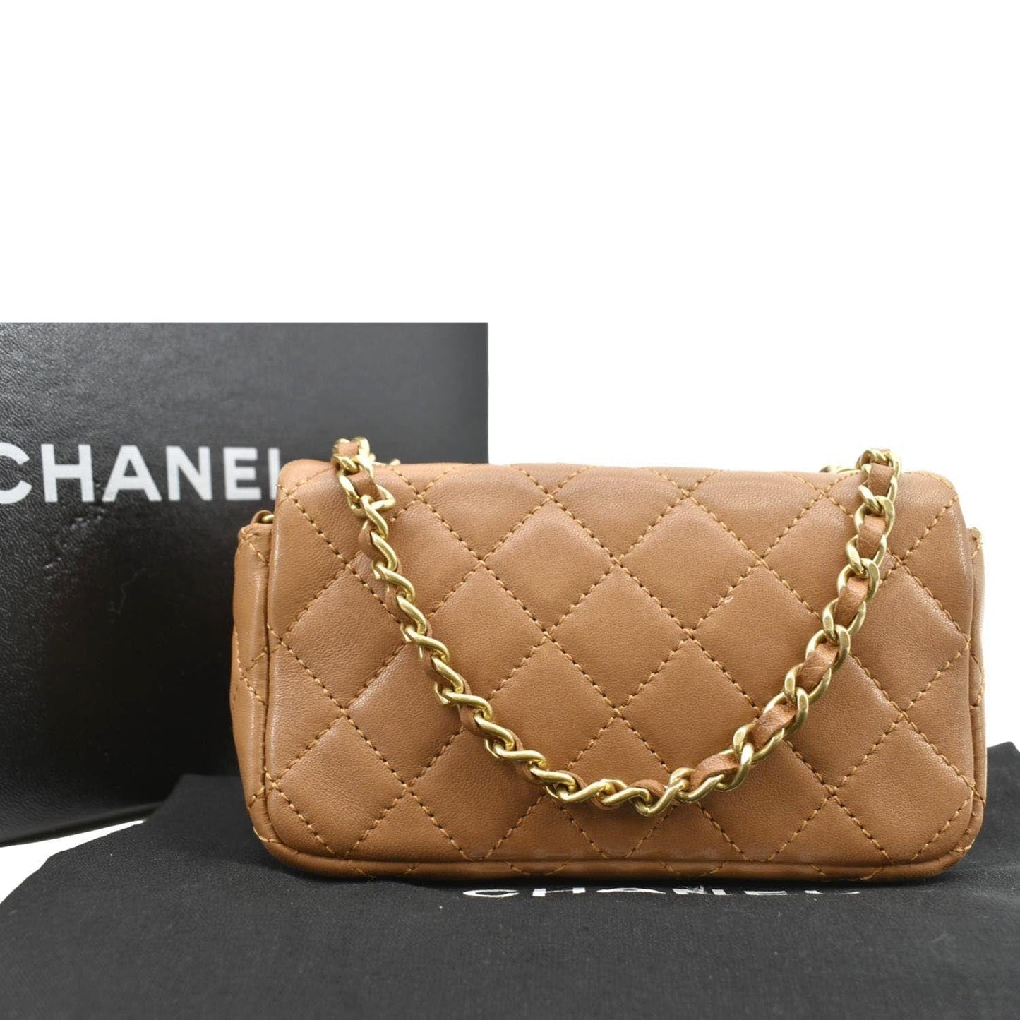 Chanel Marine Charms Quilted Dark Leather Beige Key Chain
