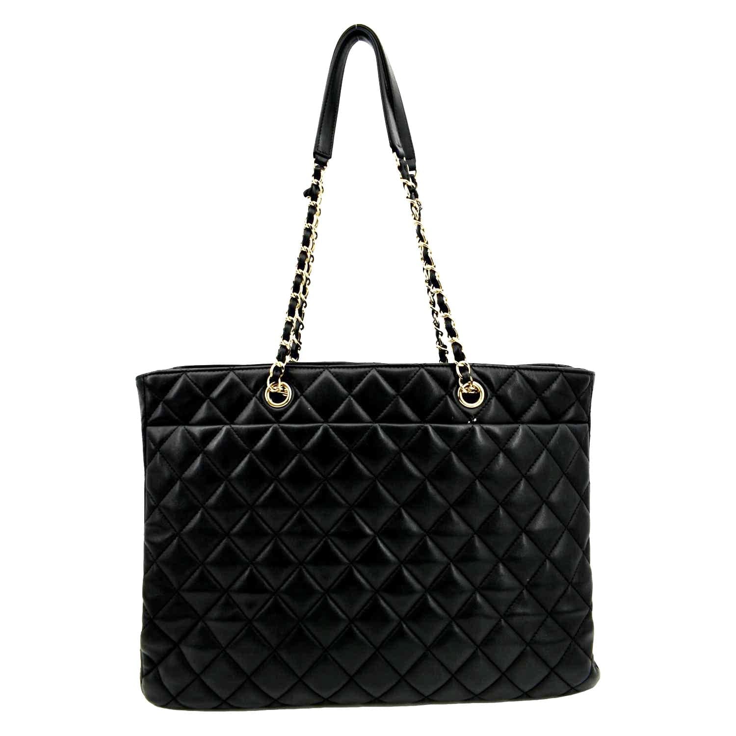 Chanel Classic Shopping Quilted Leather Black Travel Bag