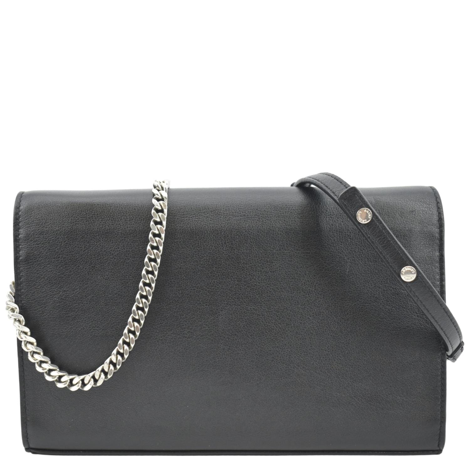 YSL Saint Laurent Yves Kate Heart Studded Shoulder Bag Leather Black