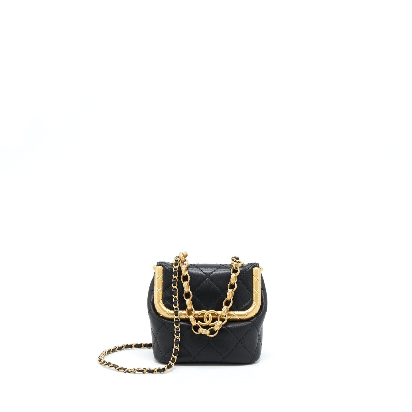 Chanel 20A Kiss- Vanity Flap Calfskin GHW Black Lock Shoulder Bag