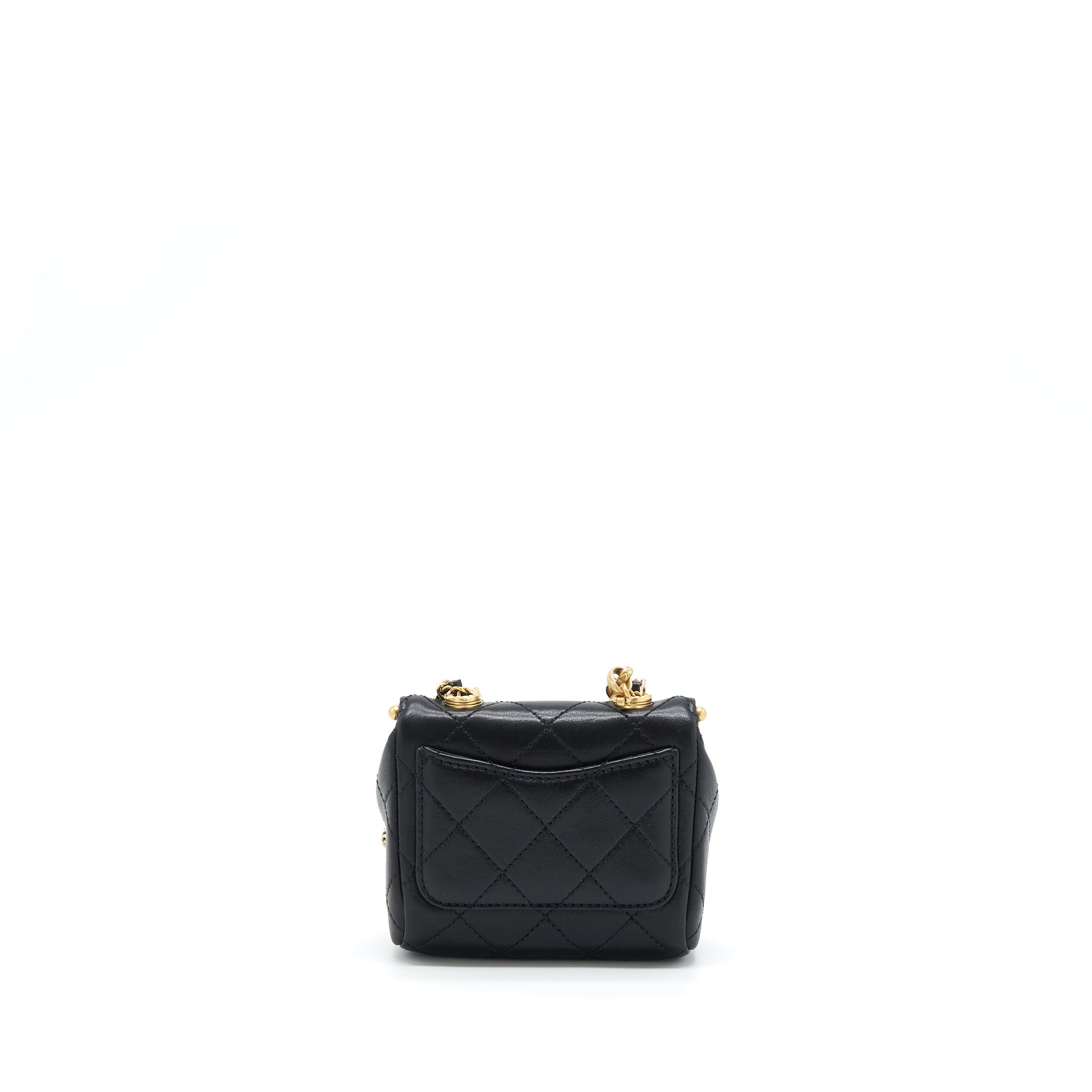 Chanel 20A Kiss- Vanity Flap Calfskin GHW Black Lock Shoulder Bag