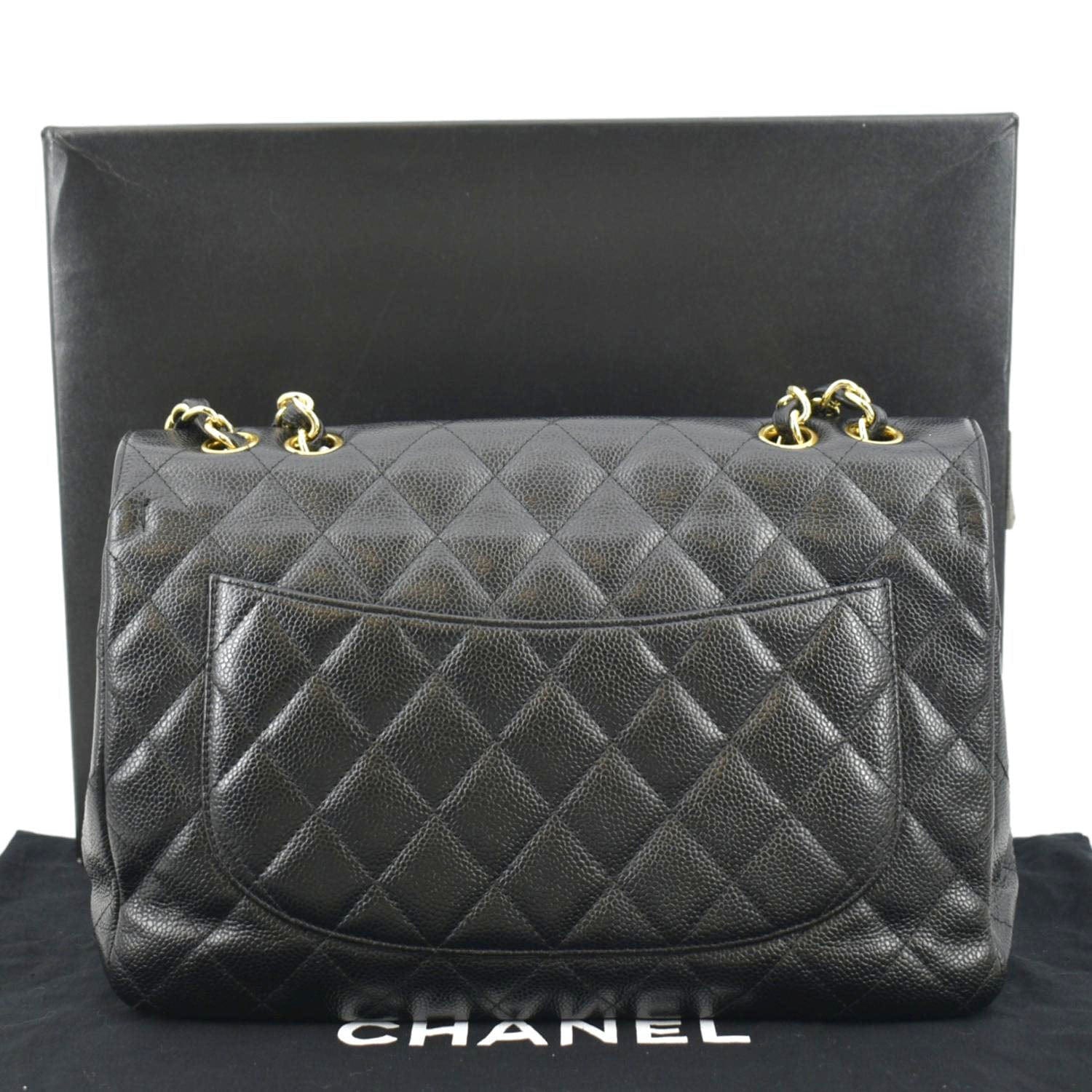 Chanel Classic Jumbo Single Flap Quilted Leather Black Travel Bag
