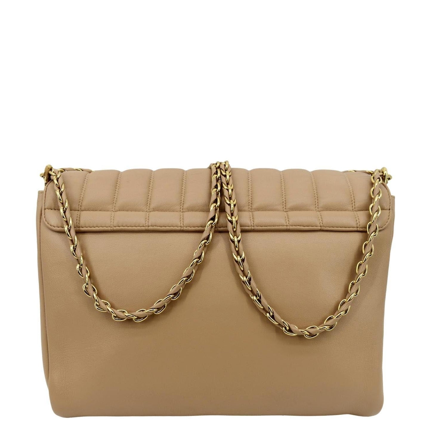 Fendi Claudia Pequin Crossbody Bag Leather Beige Embossed