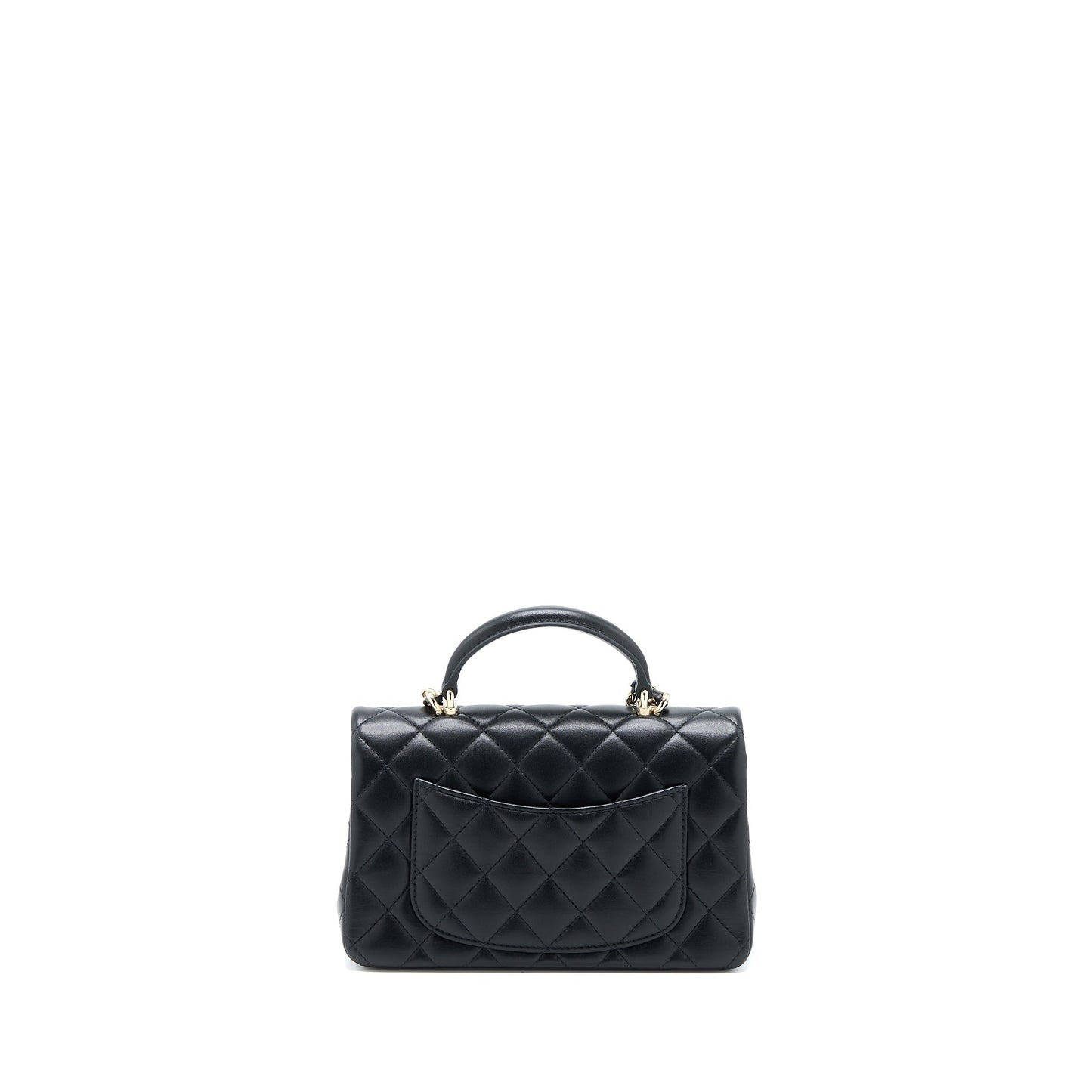 Chanel Top Handle Rectangular Flap Lambskin LGHW Black Shoulder Bag Microchip 1