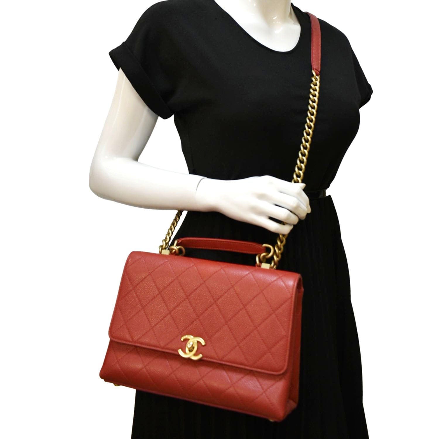 Chanel Chic Affinity Stitched Flap Quilted Leather Red Travel Bag