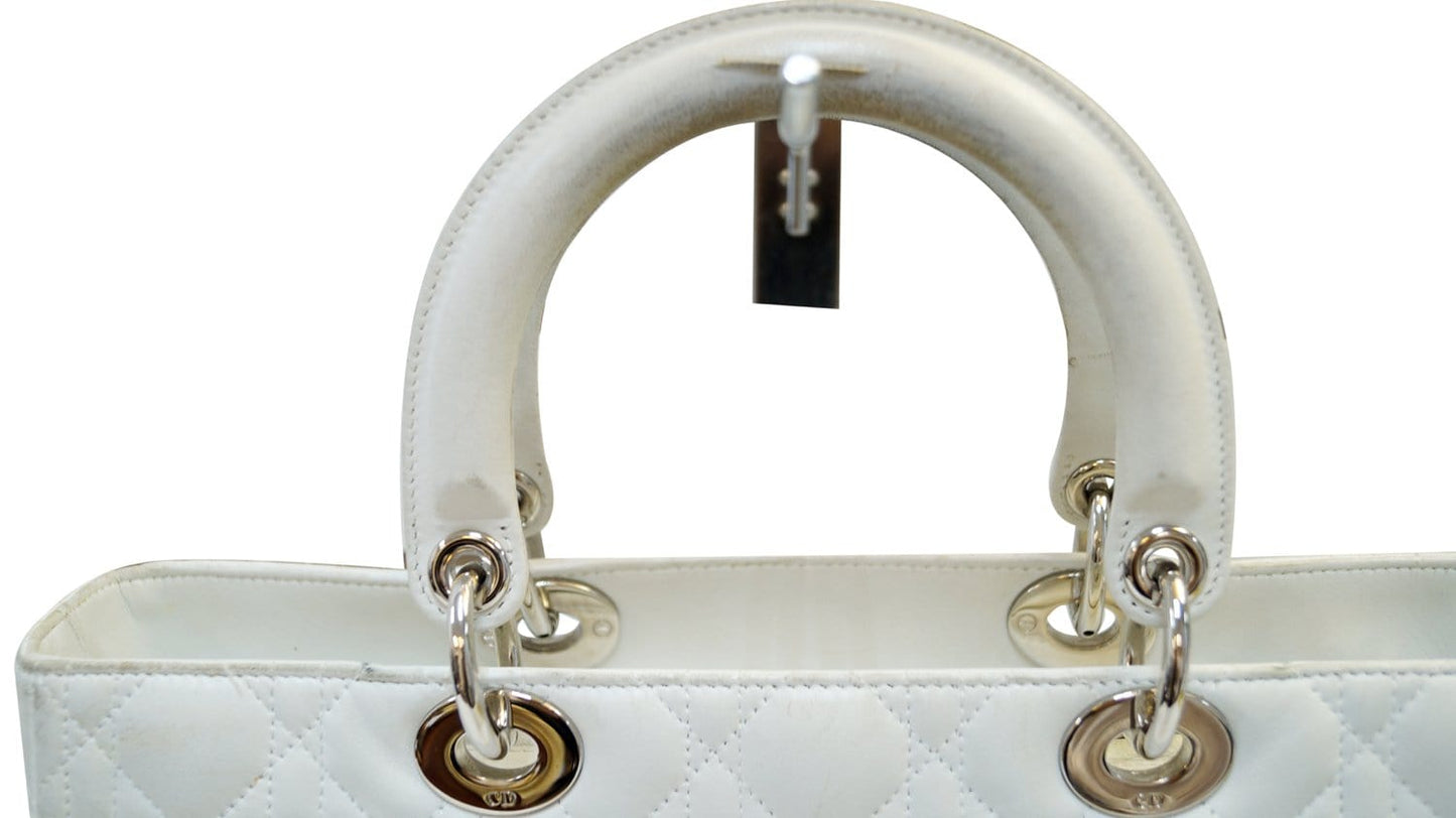 Dior Lady Shoulder Bag Leather Lambskin White