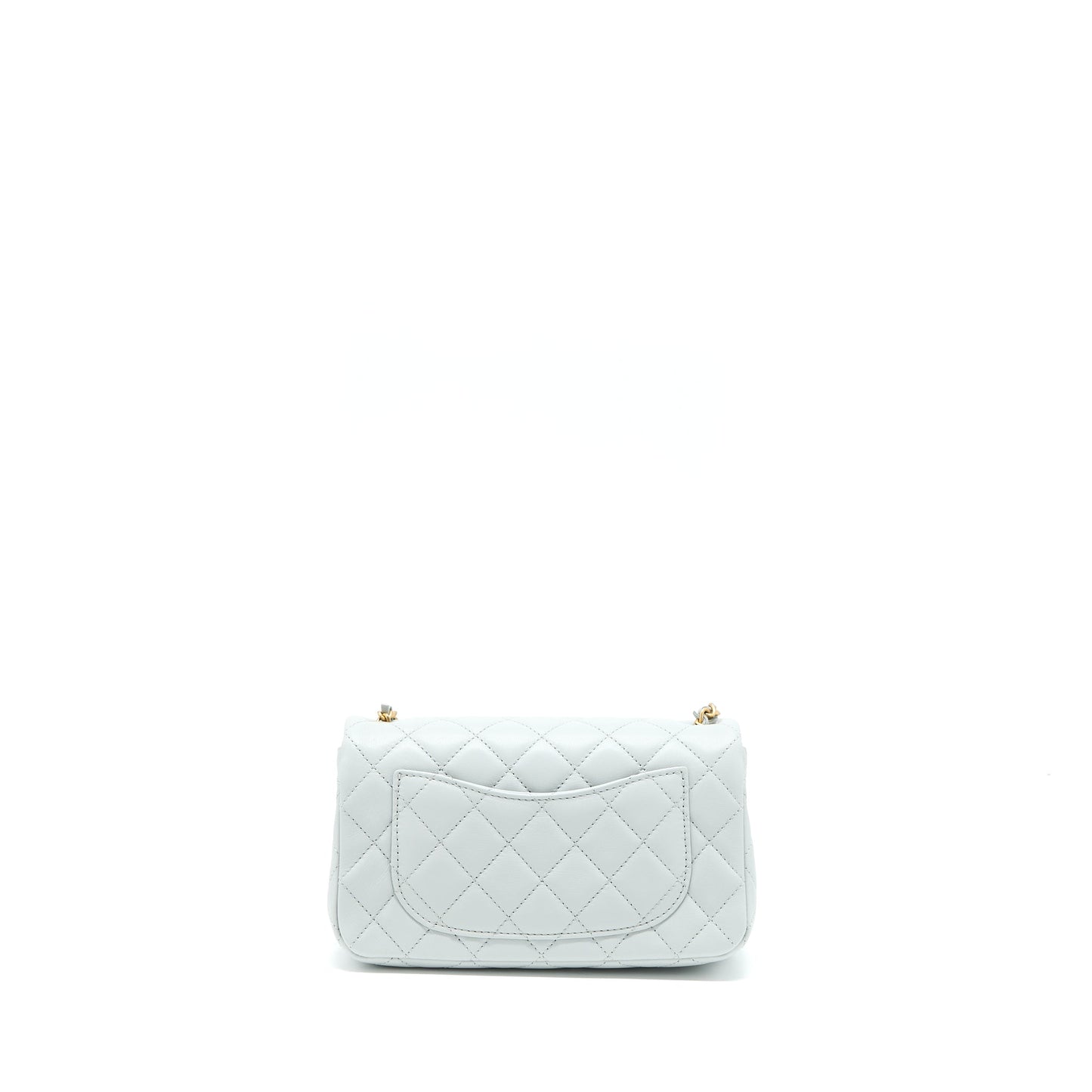 Chanel 23C Pearl Crush Rectangular Lambskin Light Grey Mini Bag
