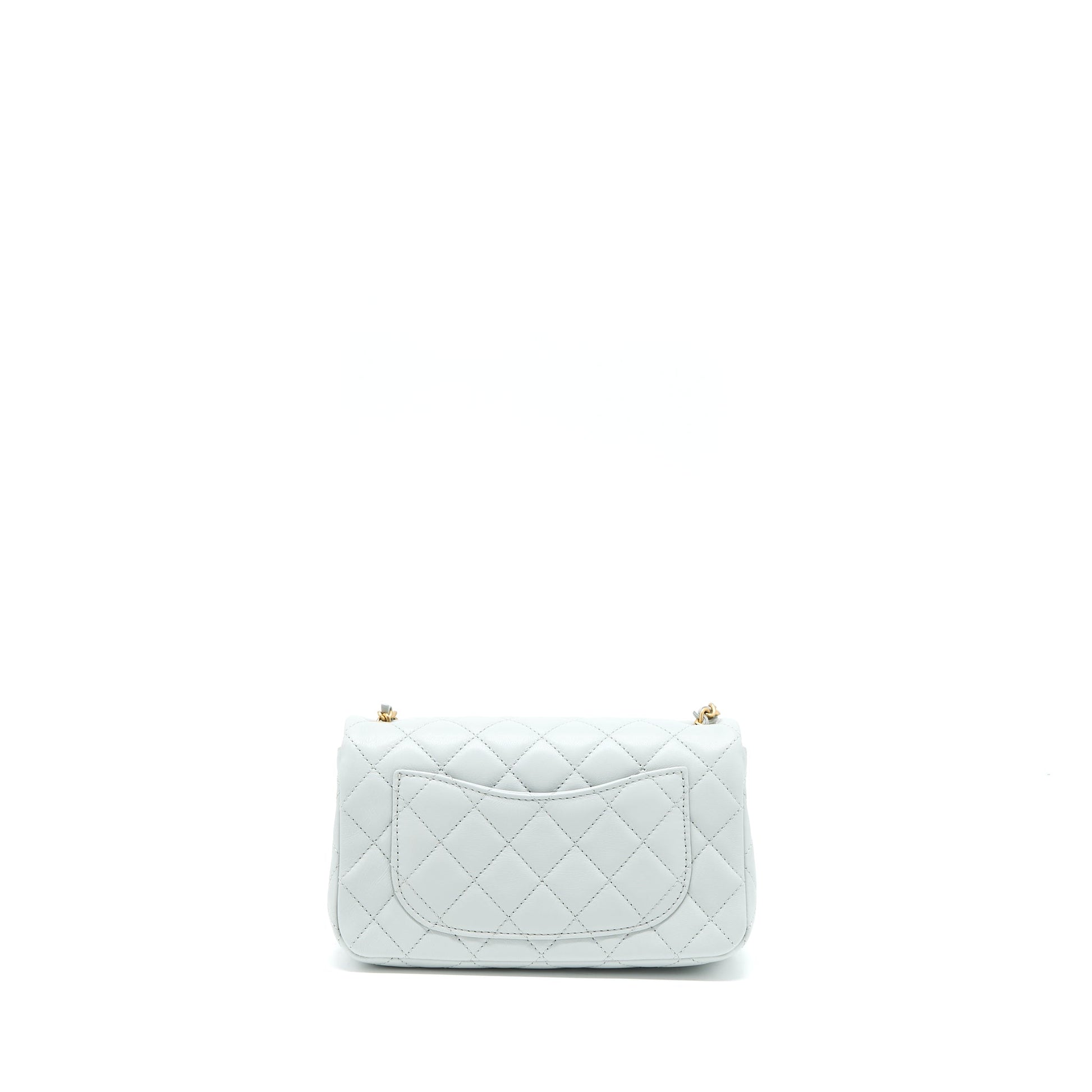 Chanel 23C Pearl Crush Rectangular Lambskin Light Grey Mini Bag