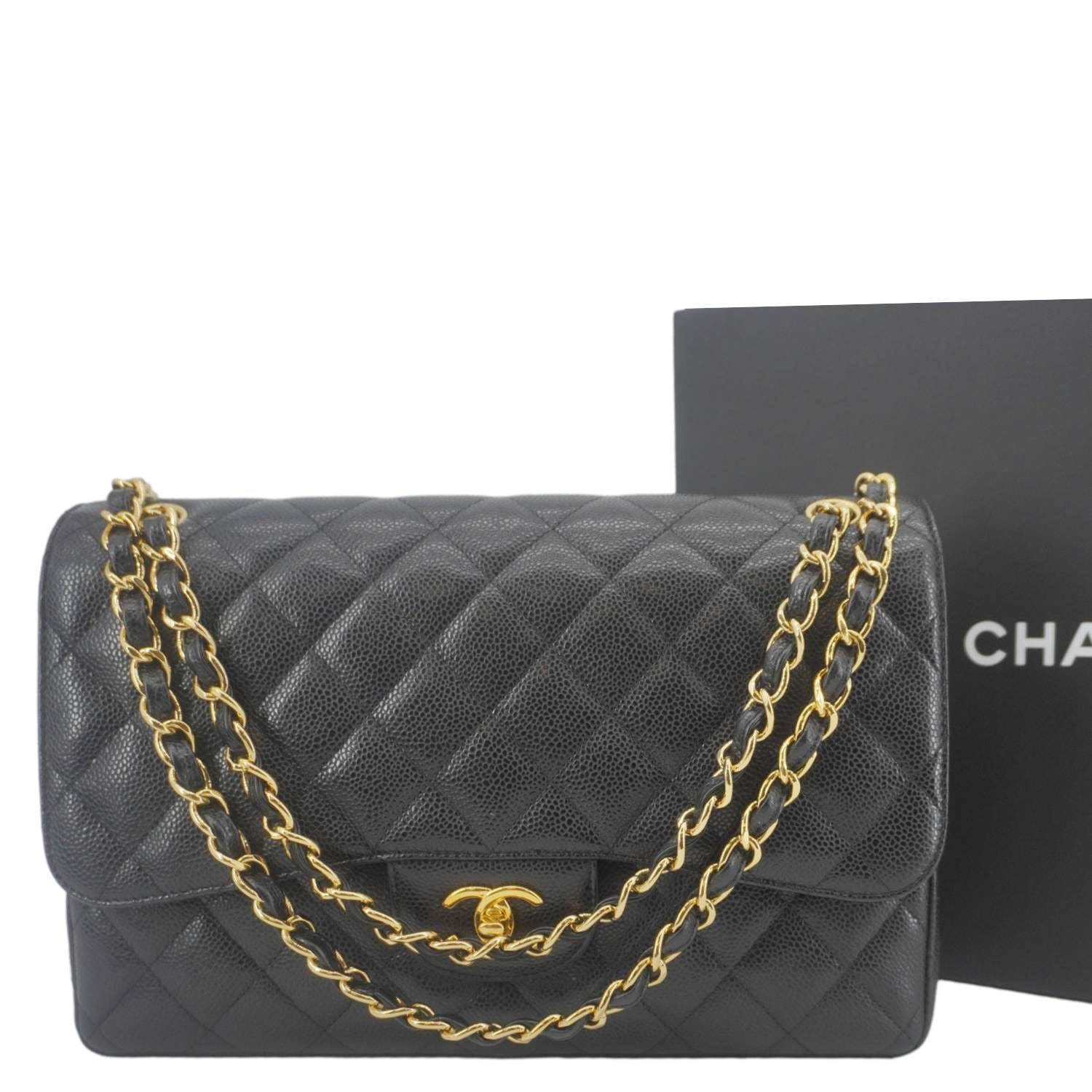 Chanel Classic Jumbo Double Flap Quilted Leather Black Travel Bag Flap 5
