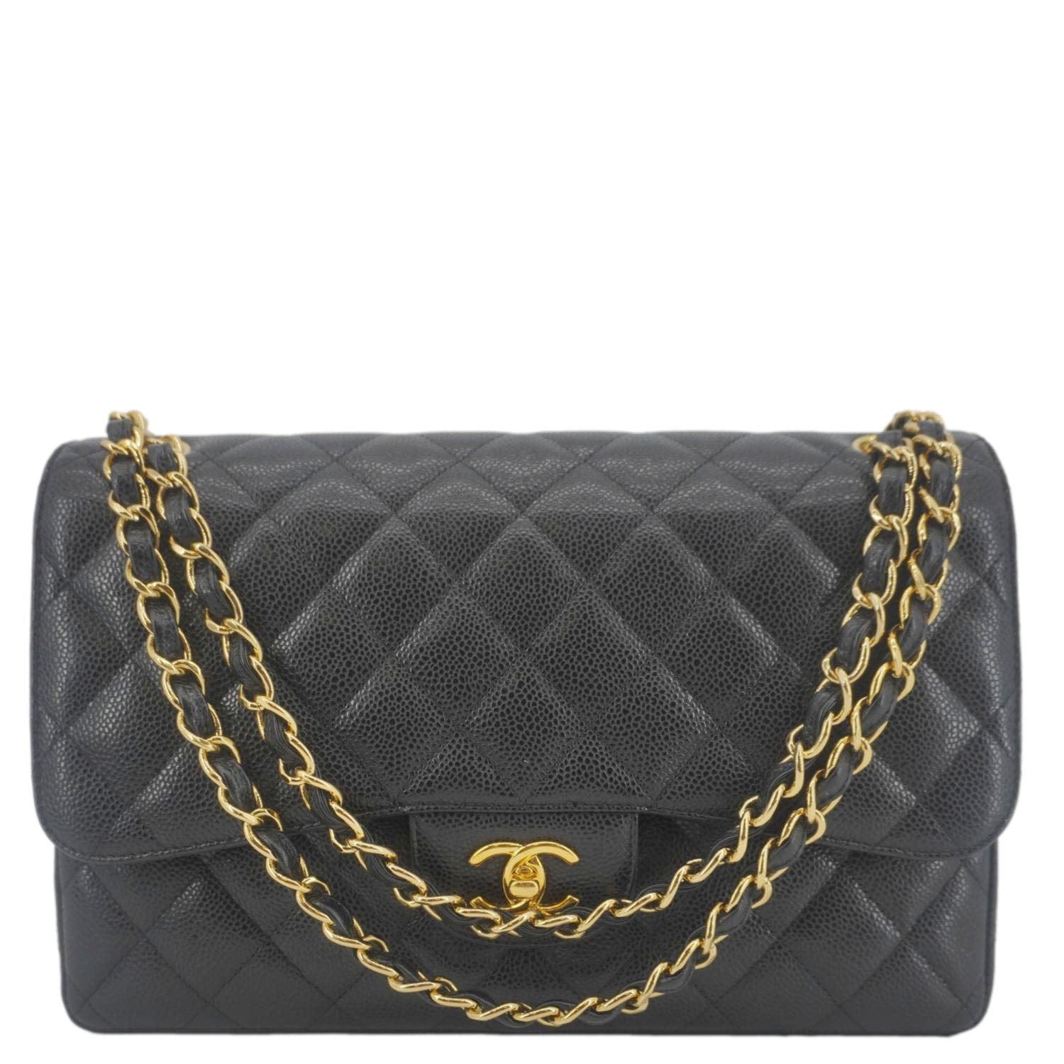 Chanel Classic Jumbo Double Flap Quilted Leather Black Travel Bag Flap 5