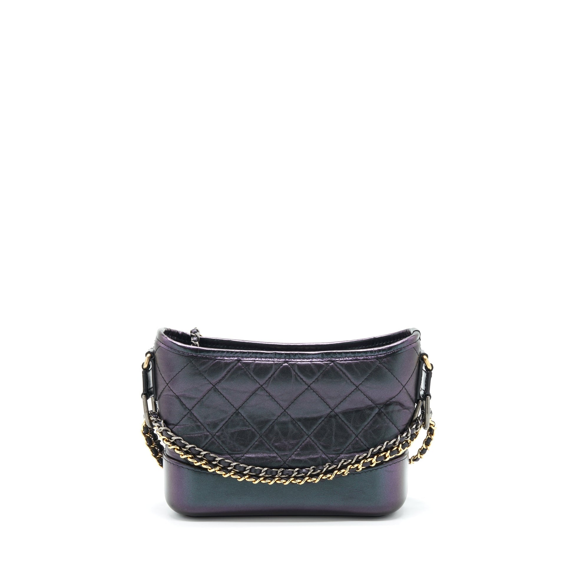 Chanel Gabrielle Hobo Lambskin Iridescent Purple Hardware Multicolour Small Shoulder Bag
