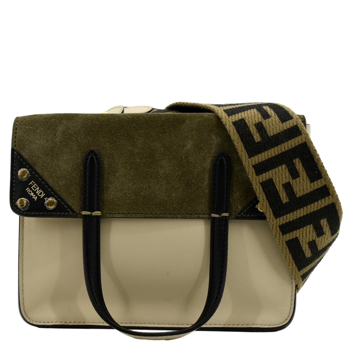 Fendi Flip Ff Motif Calf Crossbody Bag Leather Calf Leather Green