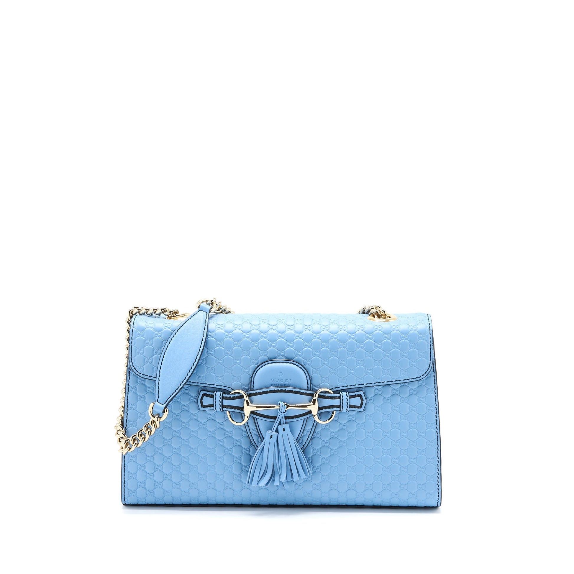 Gucci Emily Shoulder Bag Calfskin Light Shw Blue Chain
