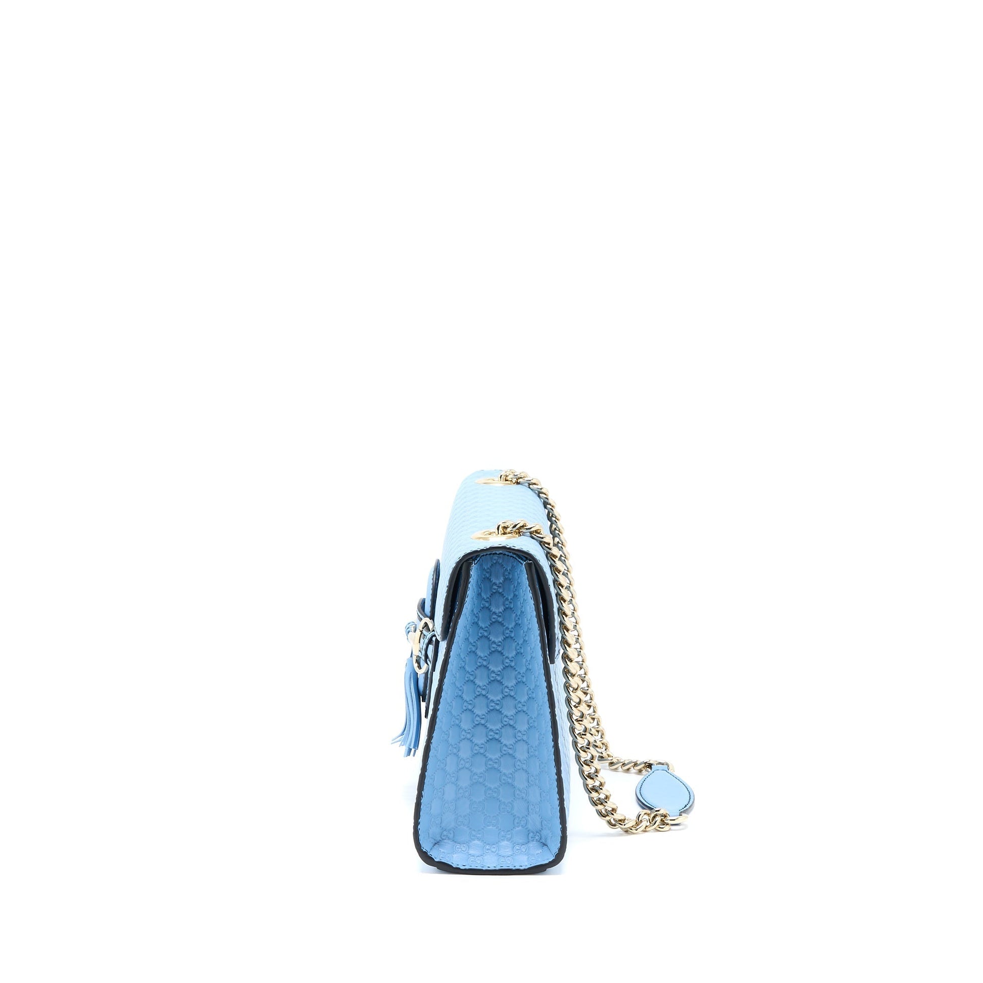 Gucci Emily Shoulder Bag Calfskin Light Shw Blue Chain