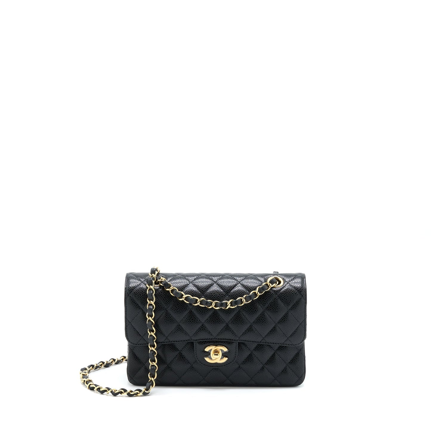 Chanel Classic Double Flap Caviar GHW Microchip Black Small Handbag Microchip 2