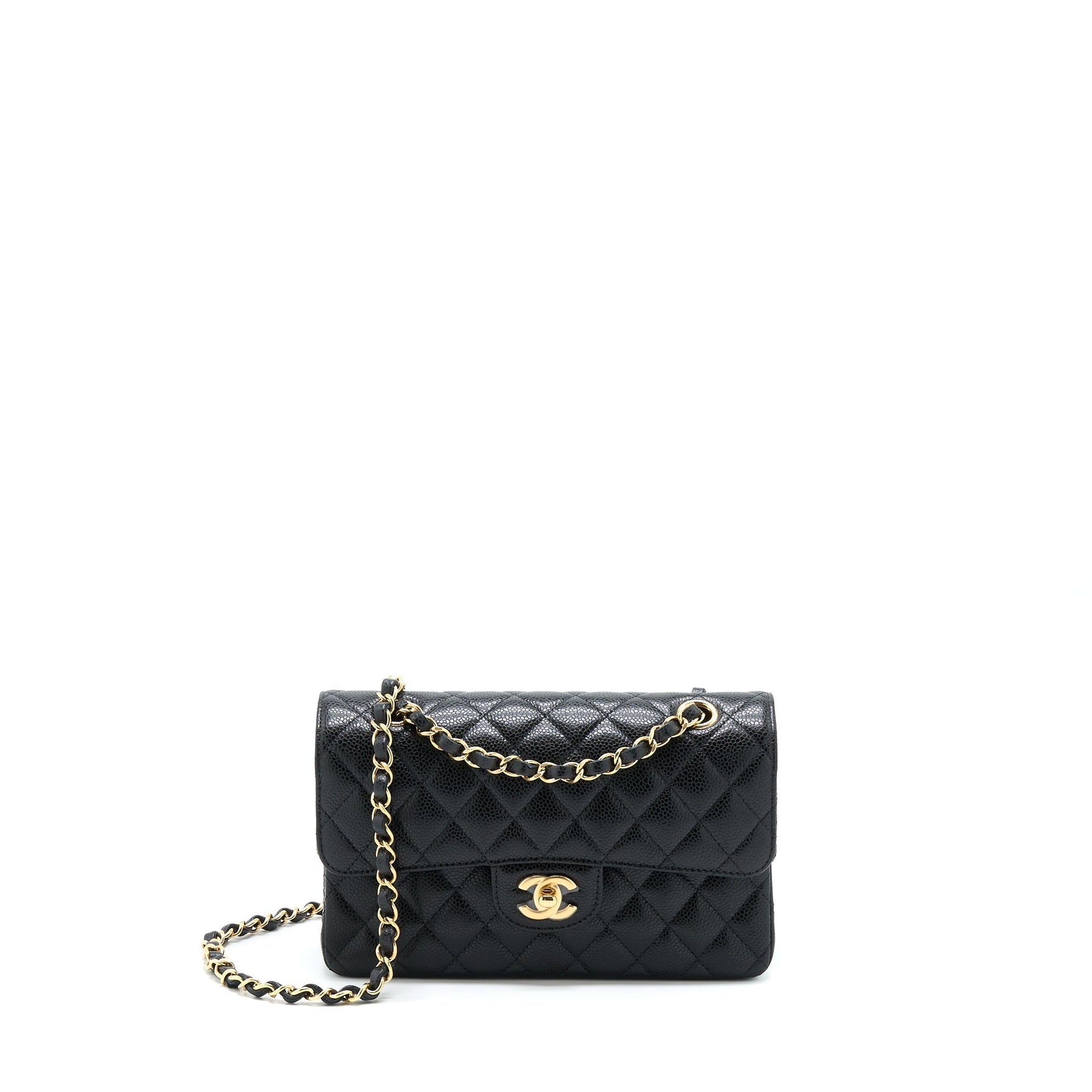 Chanel Classic Double Flap Caviar GHW Microchip Black Small Handbag Microchip 2