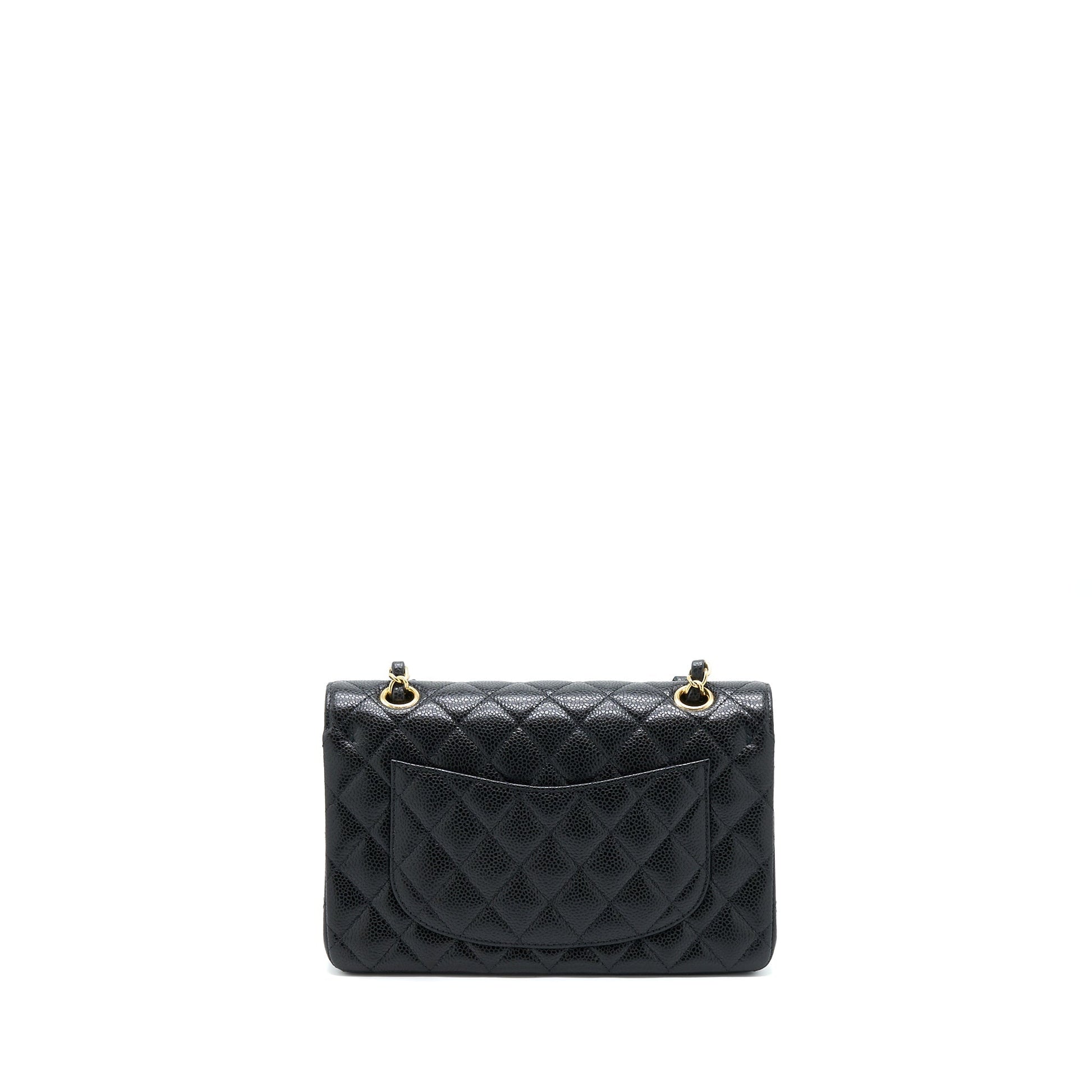 Chanel Classic Double Flap Caviar GHW Microchip Black Small Handbag Microchip 2
