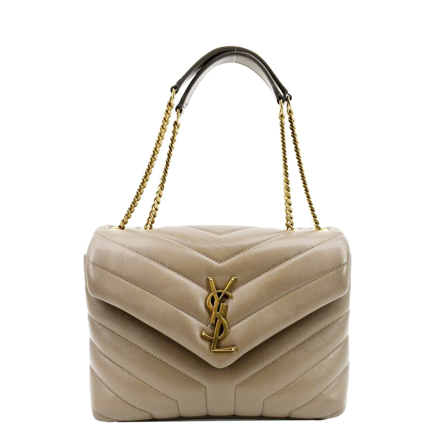 YSL Saint Laurent Yves Loulou Crossbody Bag Dark Leather Quilted Beige Loulou Small 1