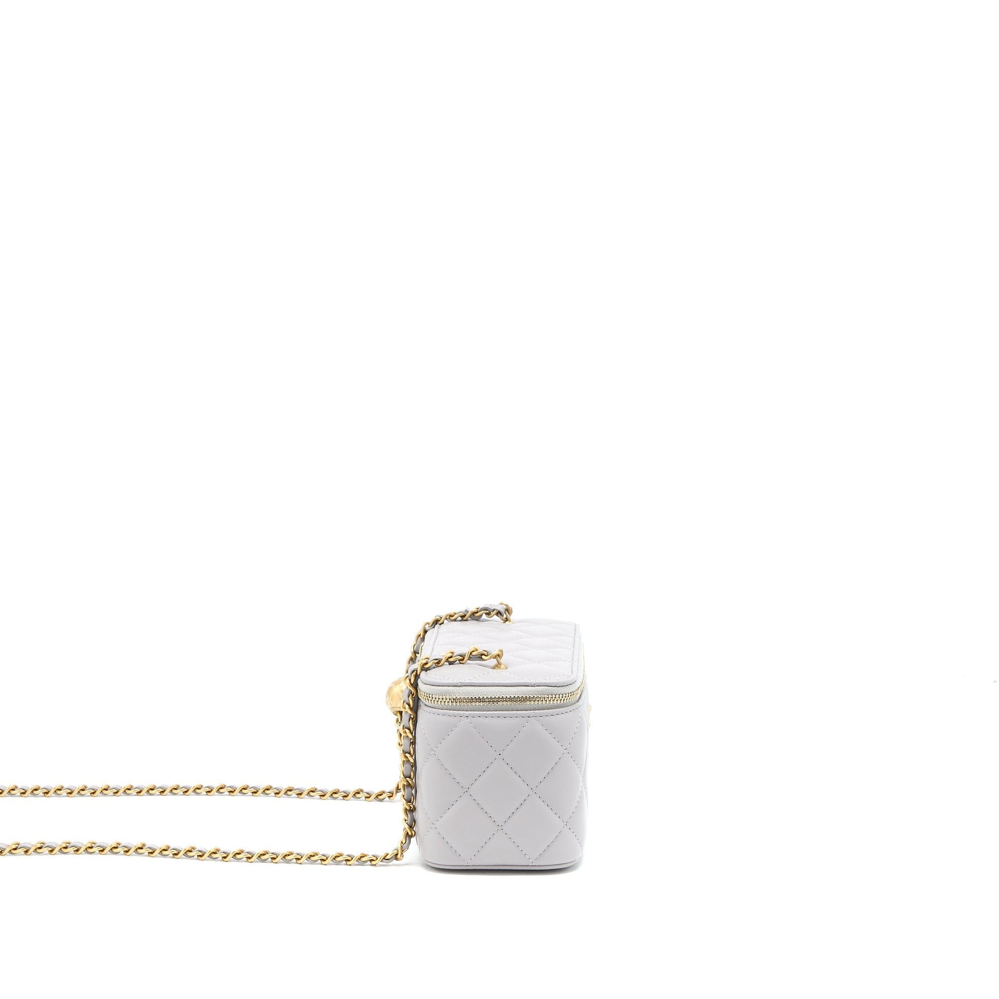 Chanel 22B Pearl Crush Long Vanity Lambskin Grey Handbag Ghw 1