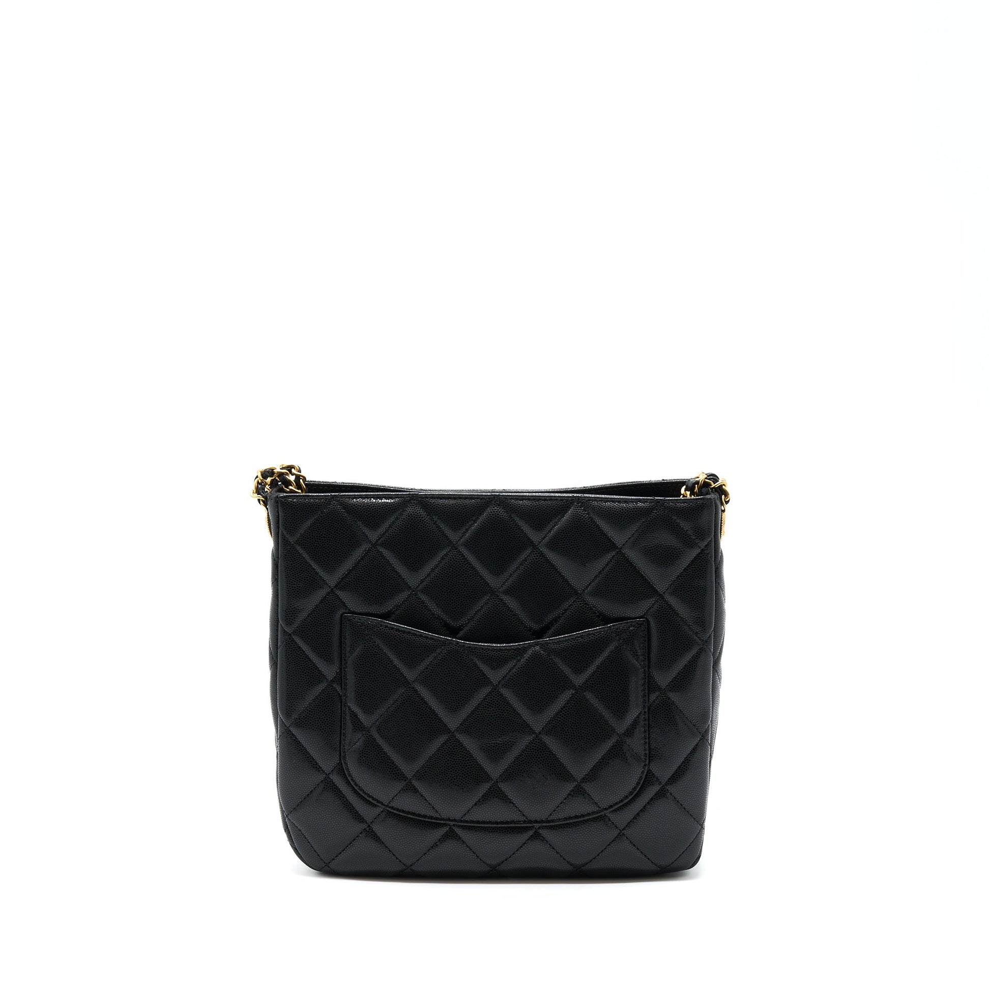Chanel 22A Twist Your Buttons Hobo Caviar Black Shoulder Bag
