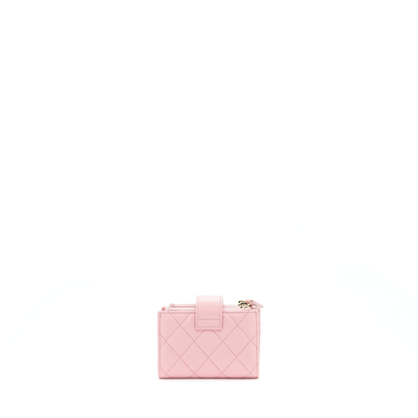 Chanel Double Zip Card Holder Caviar LGHW Pink Wallet Case