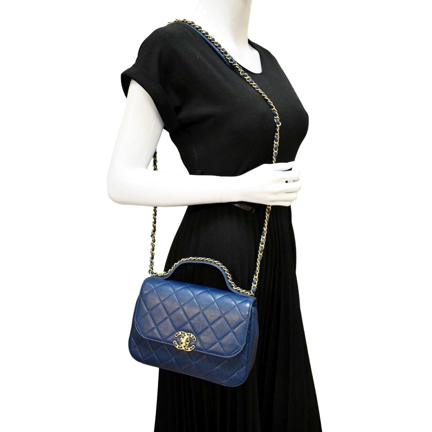 Chanel Infinity Quilted Leather Blue Travel Bag
