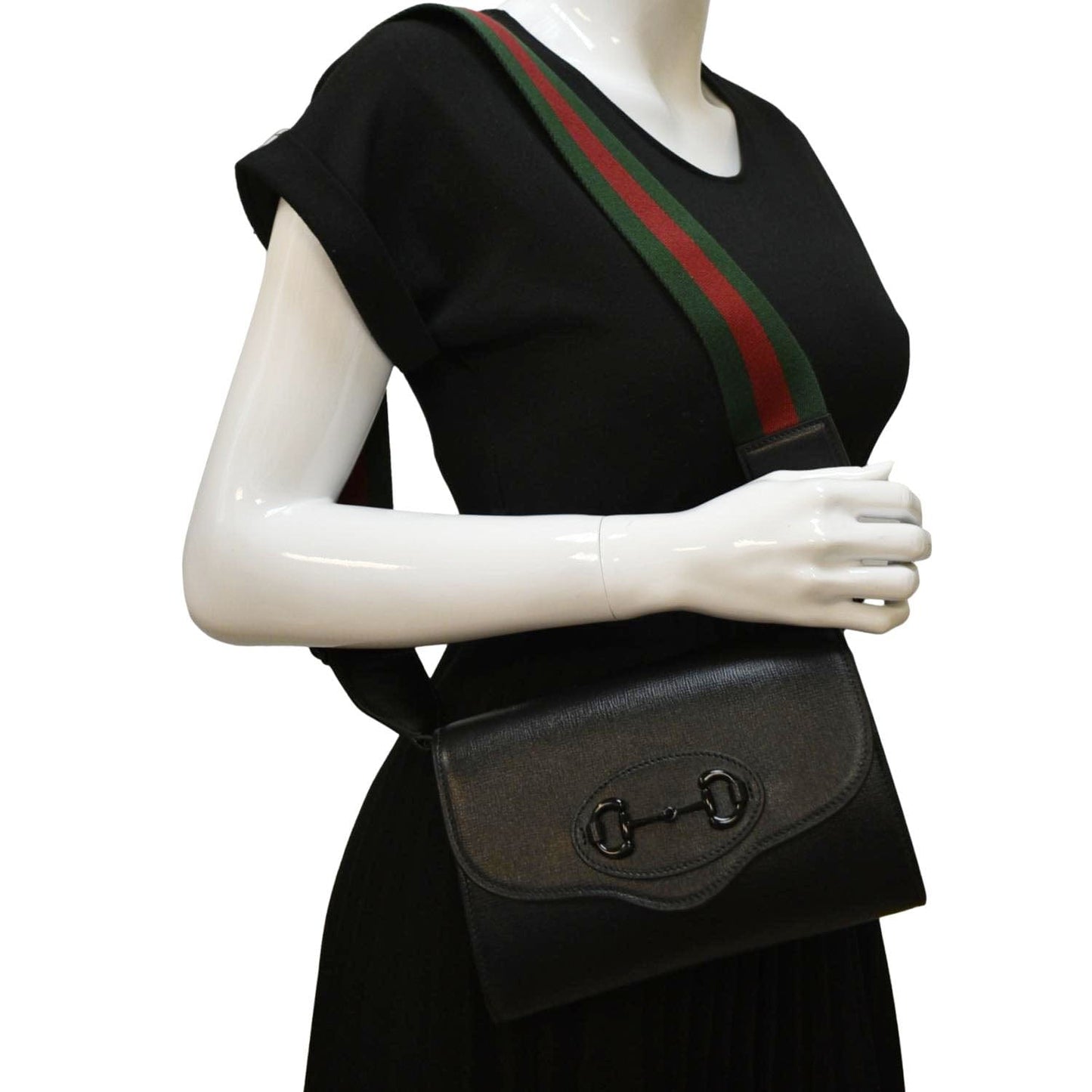 Gucci Horsebit Crossbody Bag Leather Black