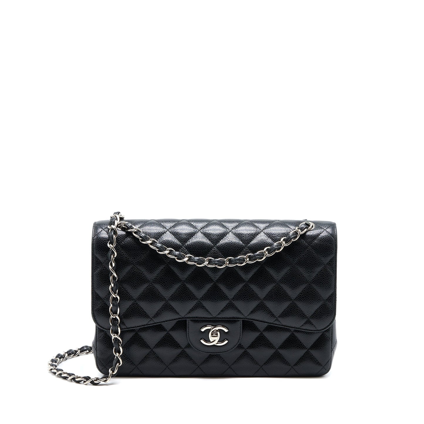Chanel Classic Jumbo Double Flap Caviar SHW Black Shoulder Bag