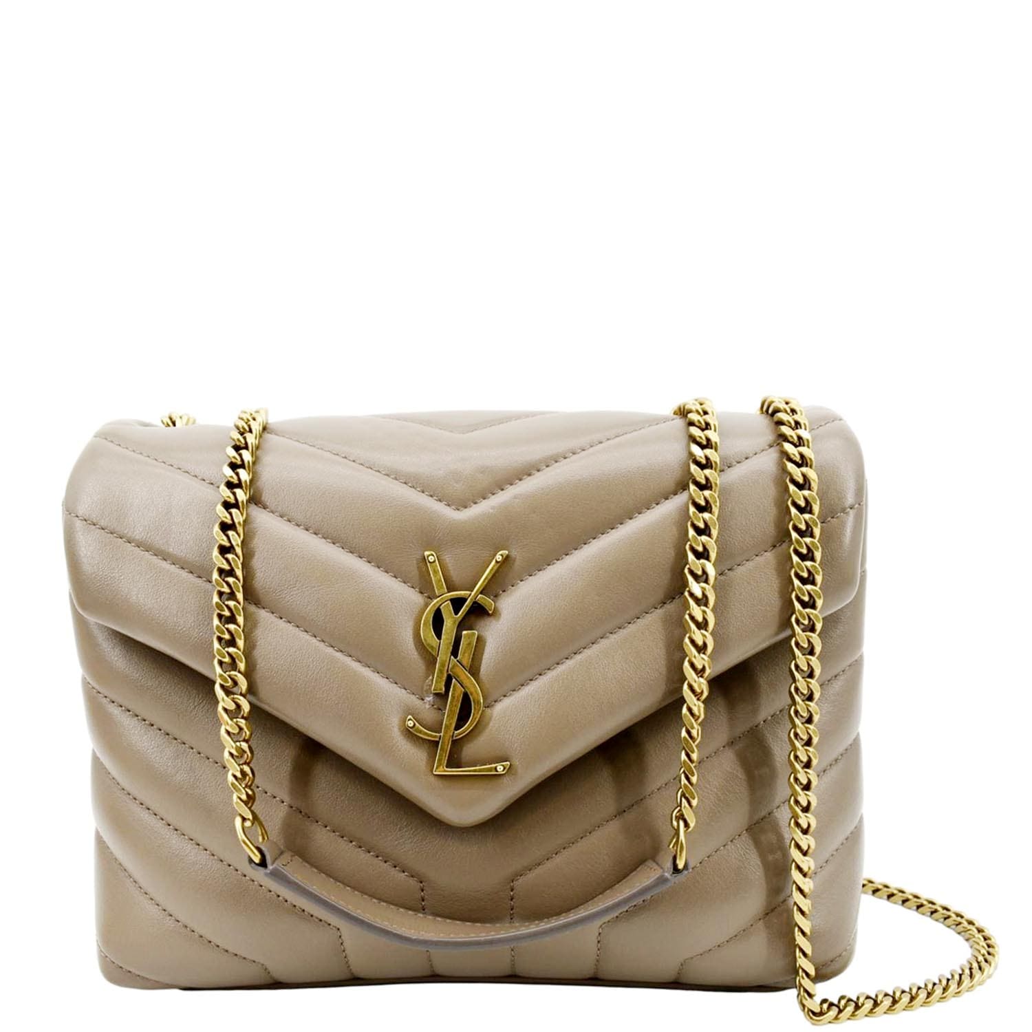 YSL Saint Laurent Yves Loulou Crossbody Bag Dark Leather Quilted Beige Loulou Small 1