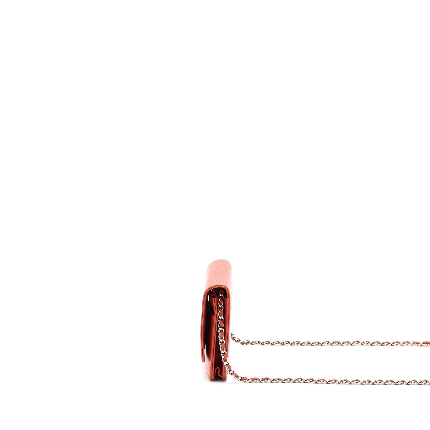 Chanel On Caviar SHW Red Orange Wallet Case