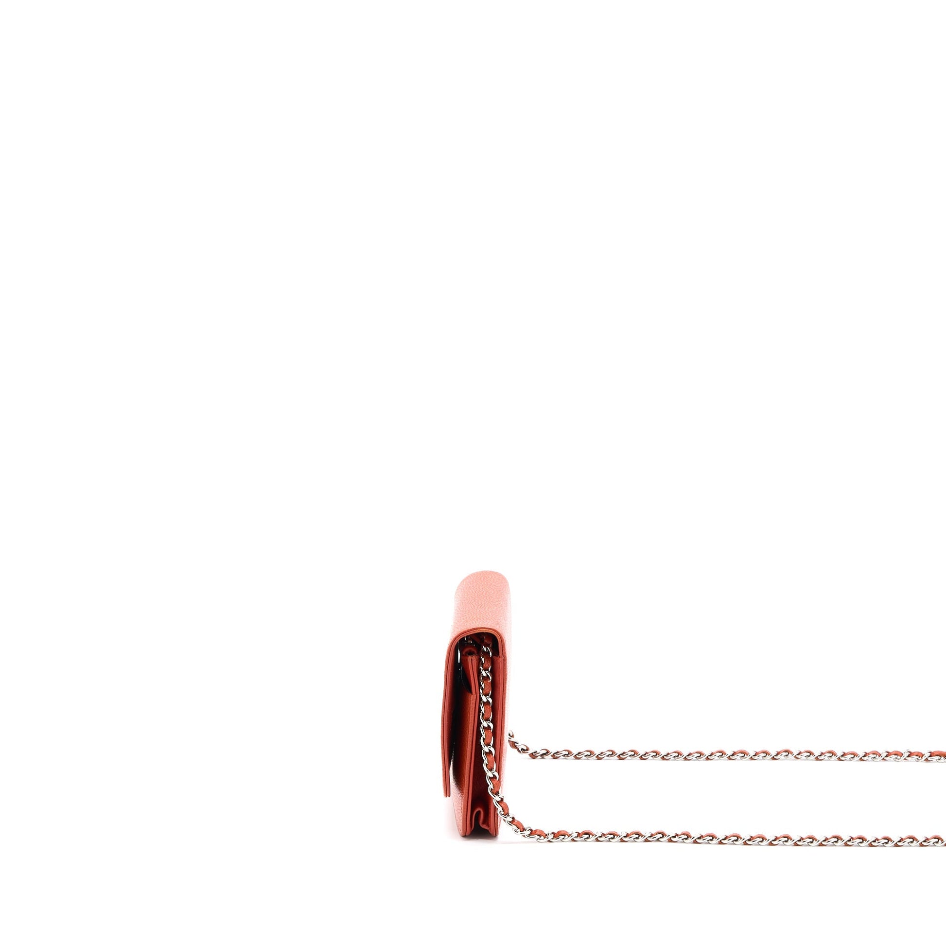 Chanel On Caviar SHW Red Orange Wallet Case