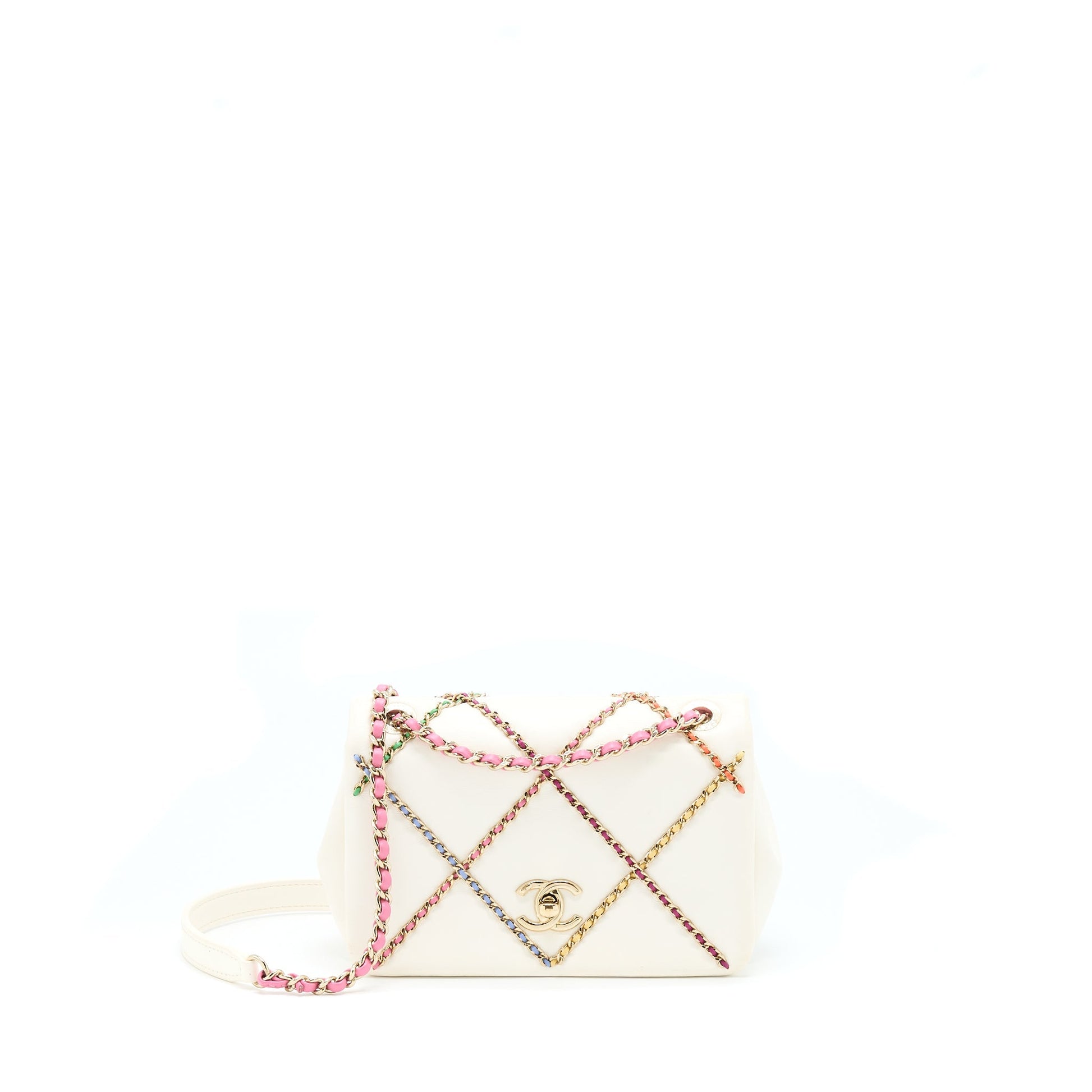 Chanel Flap Lambskin LGHW Multicolor White Small Shoulder Bag